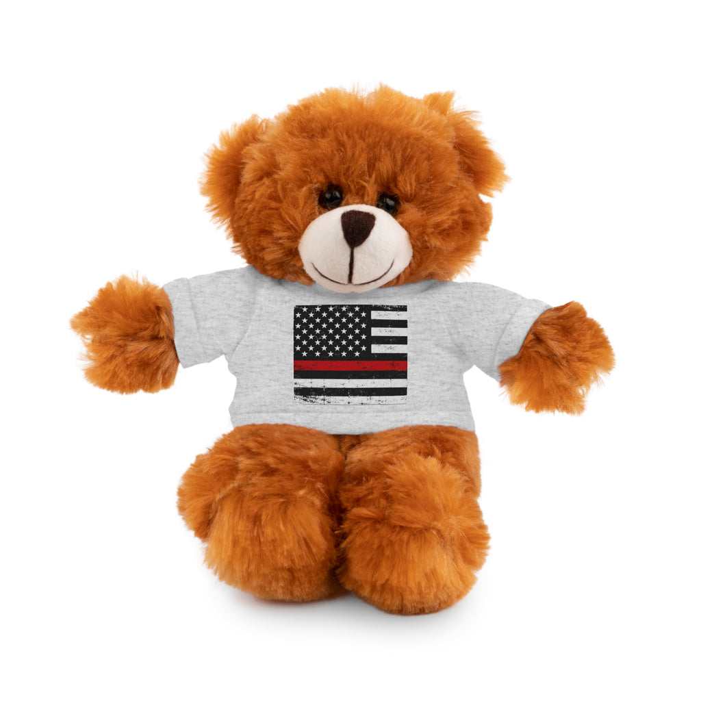 Kids Stuffed Animal with Thin Red line flag Tee