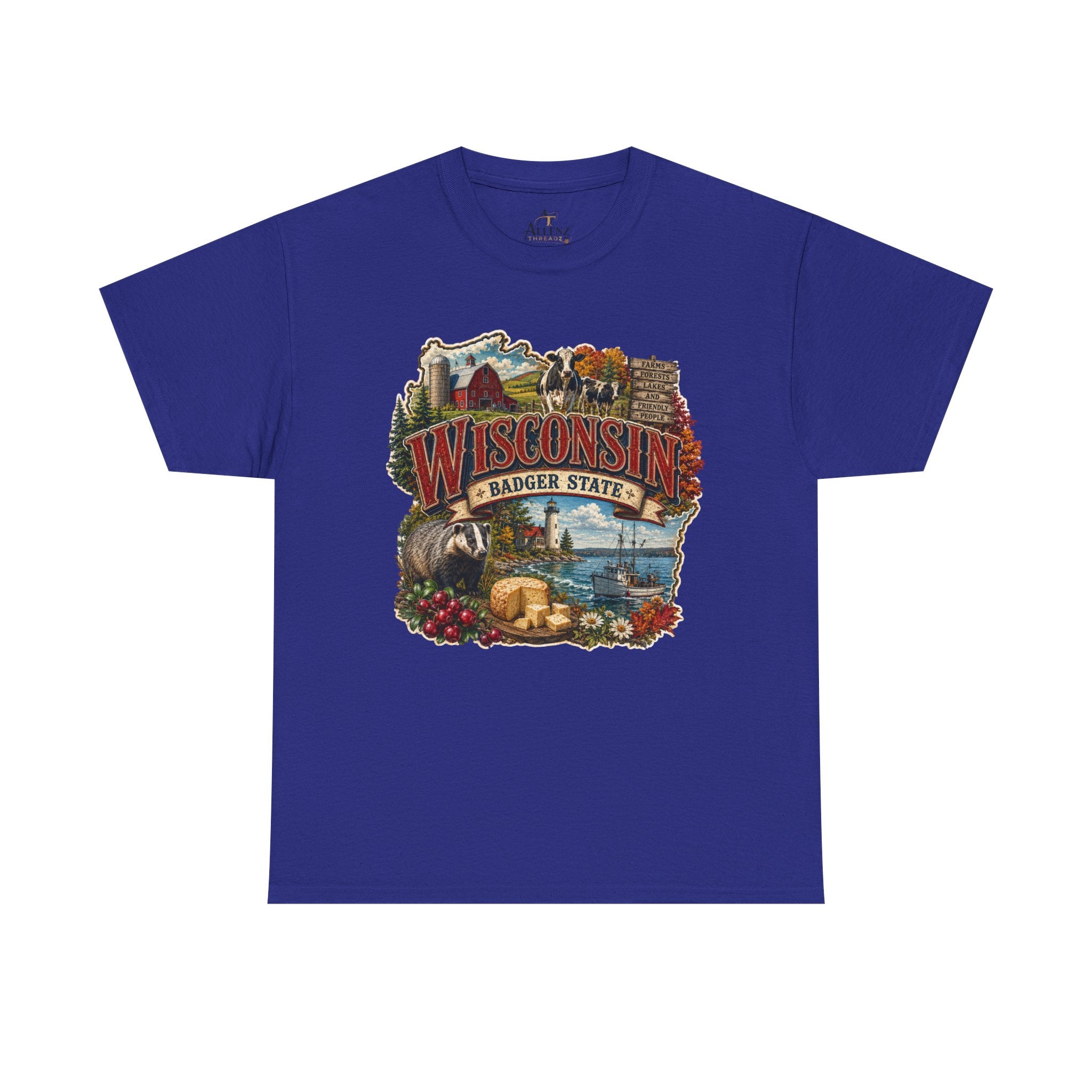 Unisex Heavy Cotton Tee🧀🌲 Wisconsin – Proudly the Badger State 🚤🐄