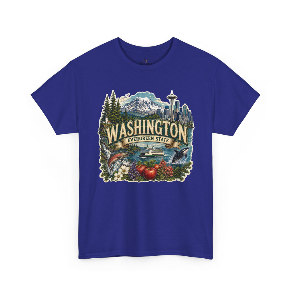 Unisex Heavy Cotton Tee🌲🏔️ Washington – Spirit of the Evergreen State 🚢🐋