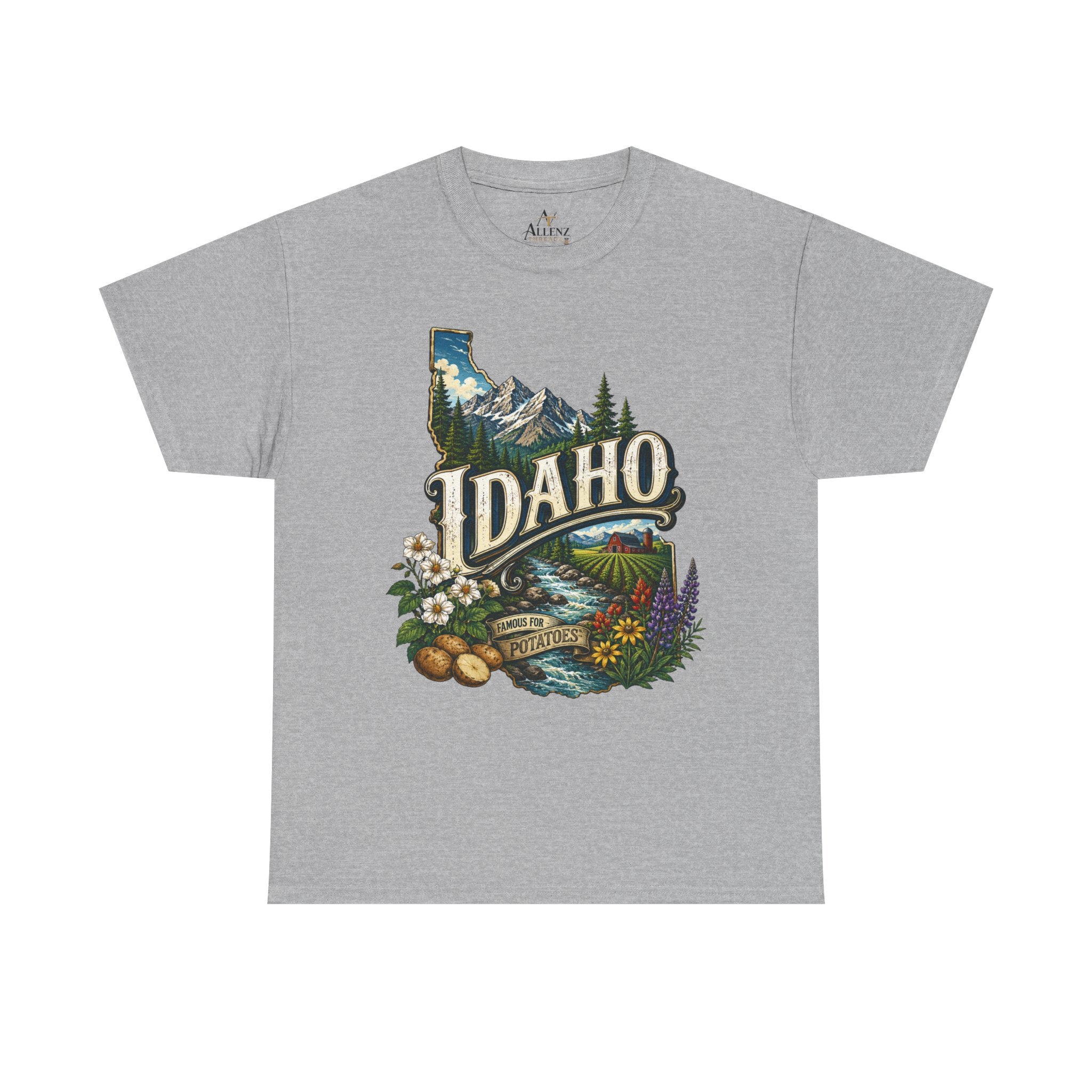 Unisex Heavy Cotton Tee 🥔 Idaho – Mountain Beauty and Rustic Country Charm 🥔
