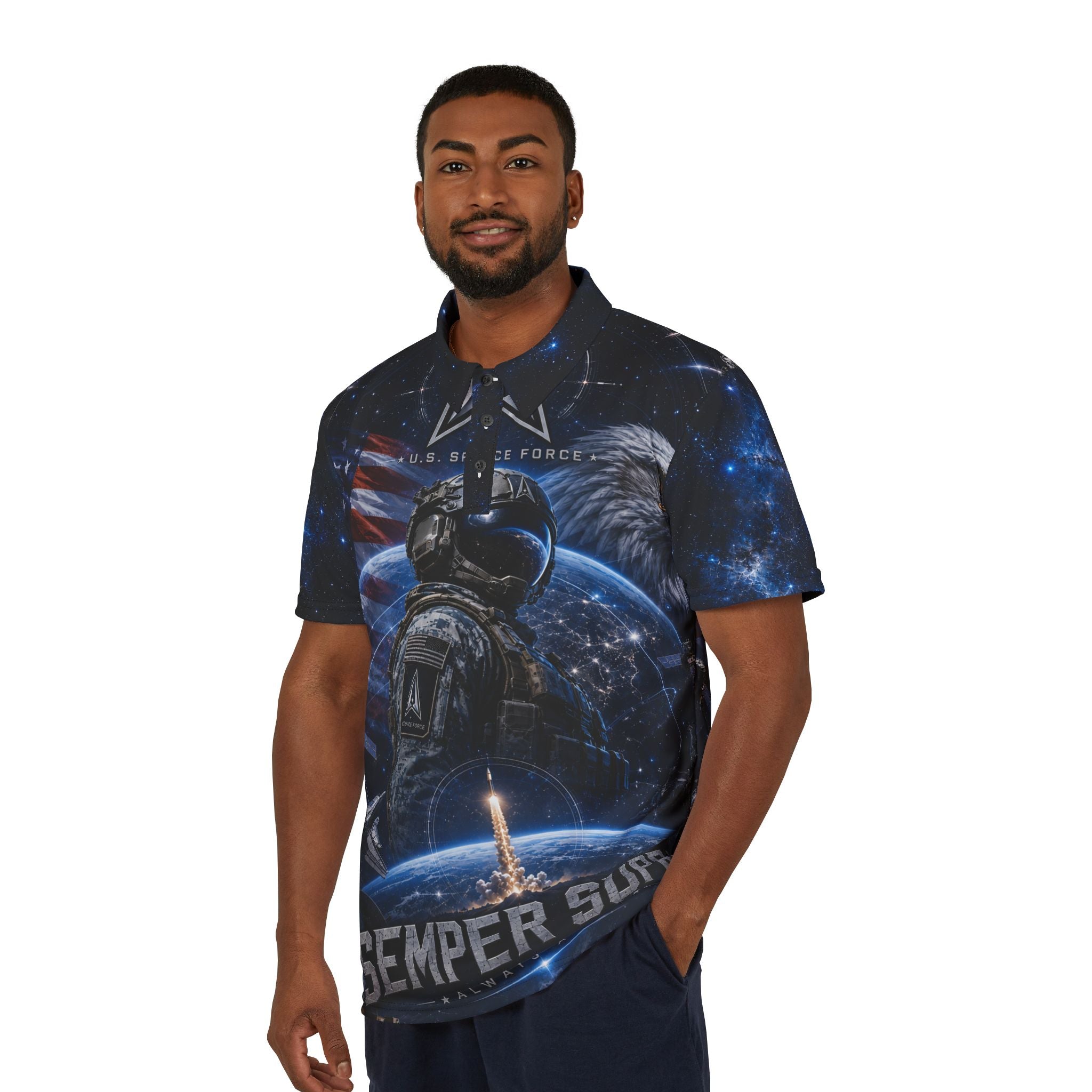 Space Force Unisex Polo Shirt (AOP)