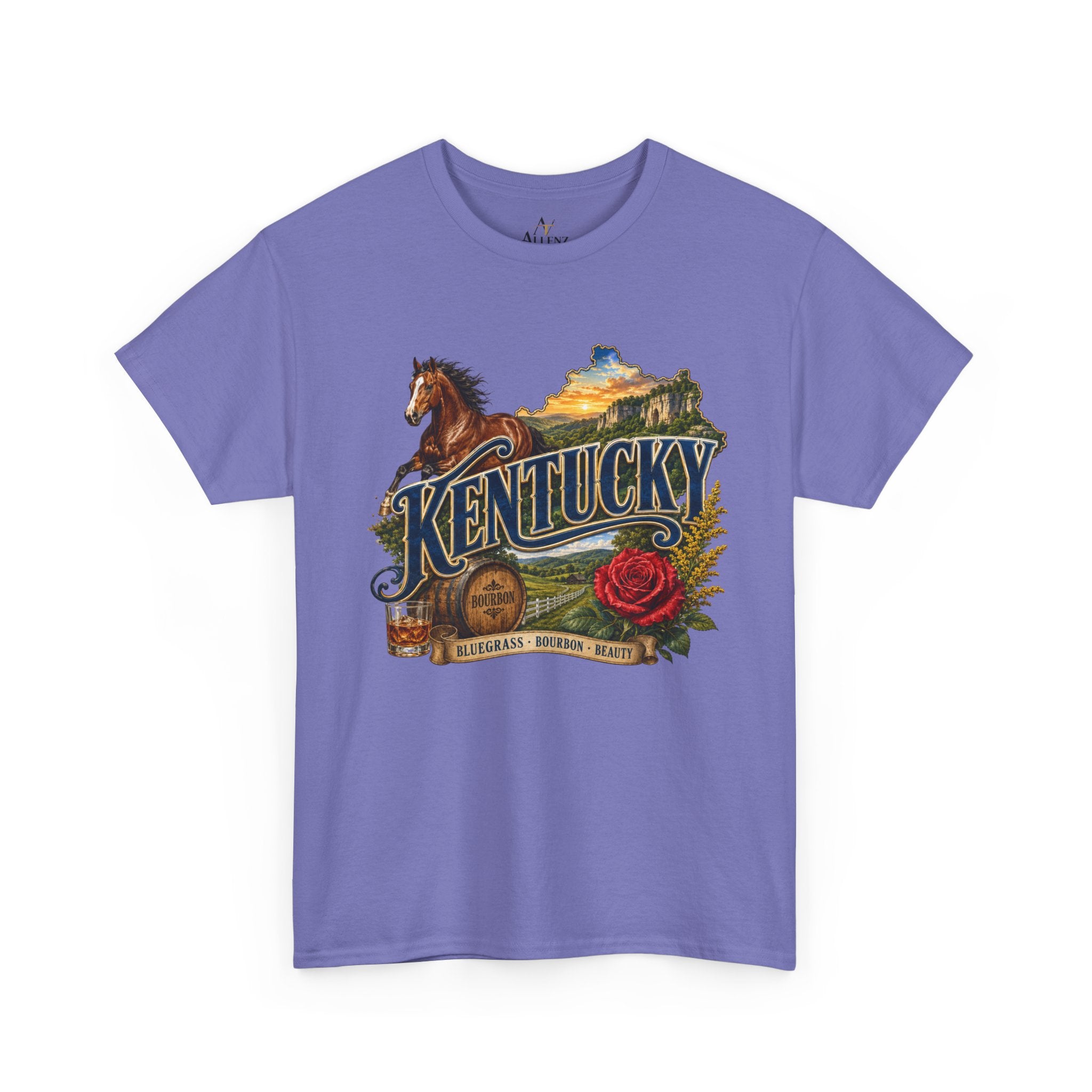 Unisex Heavy Cotton Tee 🐎 Kentucky – Bluegrass, Bourbon and Southern Beauty 🐎