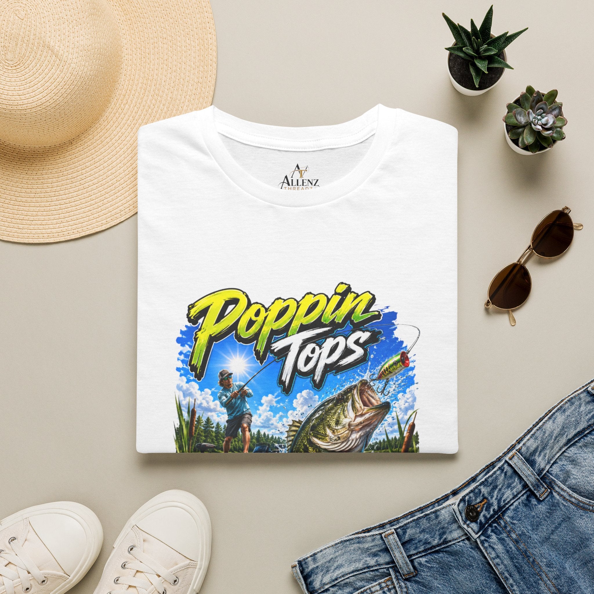Poppin Tops Rippin Lips Fishing Shirt Unisex Softstyle T-Shirt