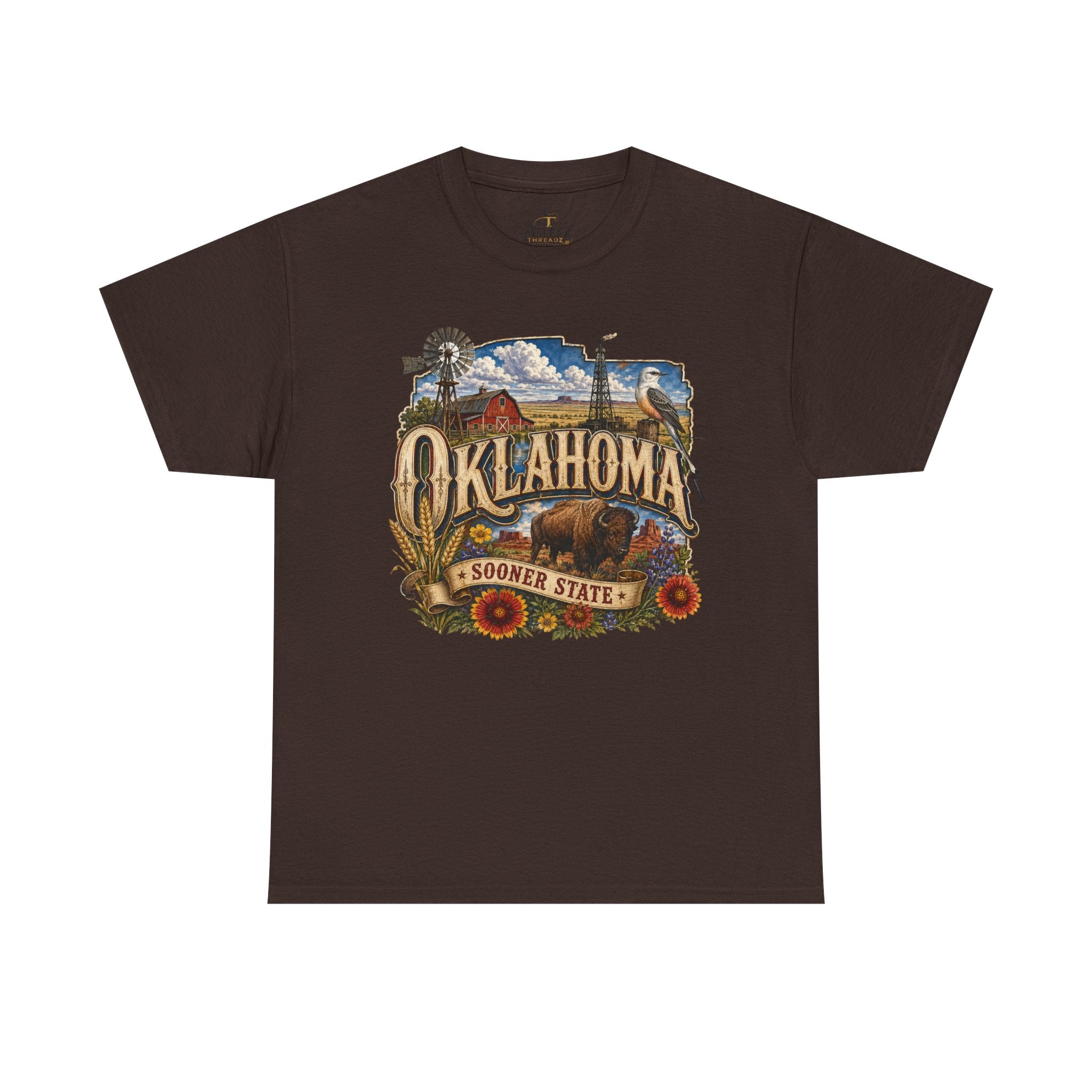 Unisex Heavy Cotton Tee🌾 Oklahoma – Proud Spirit of the Sooner State 🦬🌻