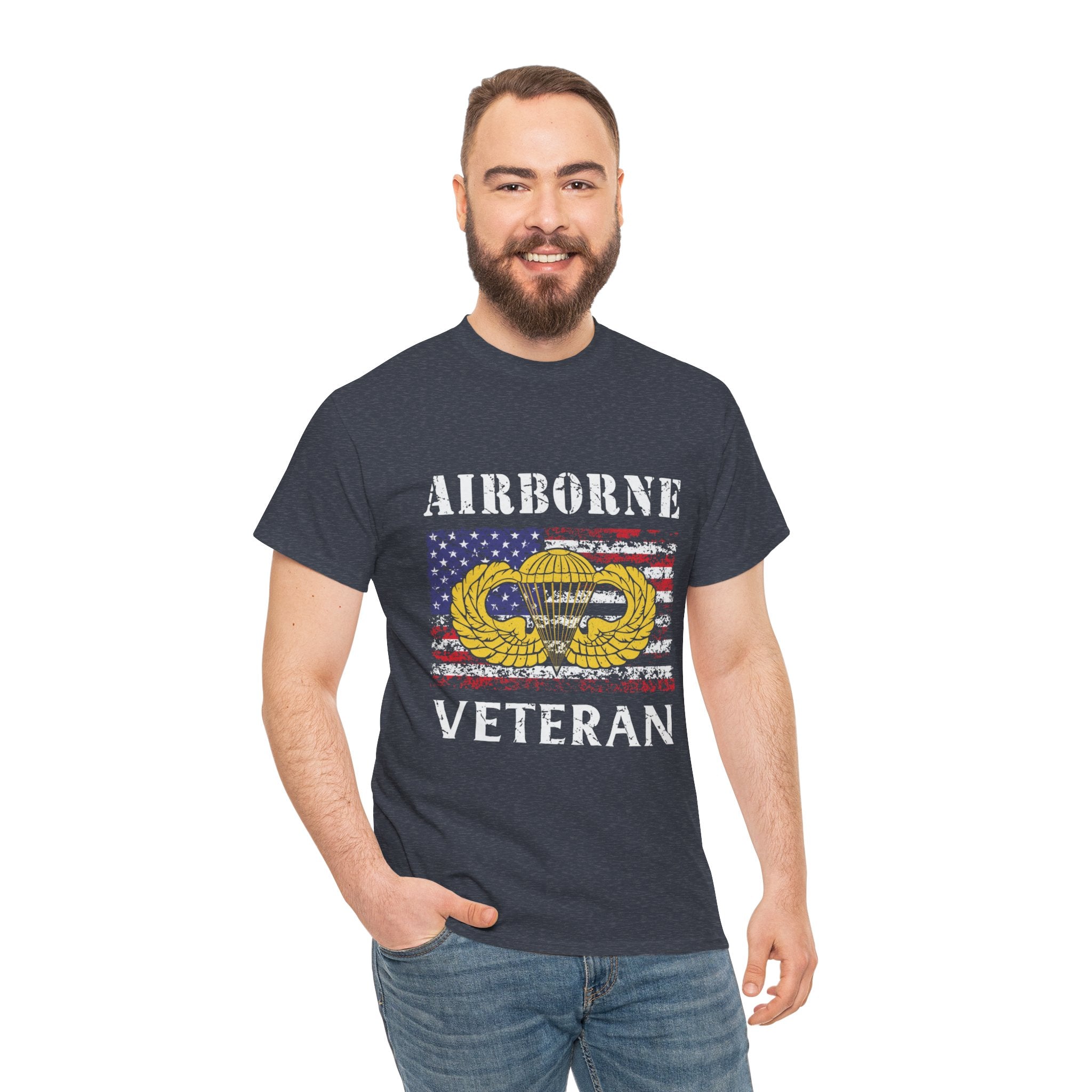 🪂 Airborne Veteran Patriotic Unisex Heavy Cotton Tee