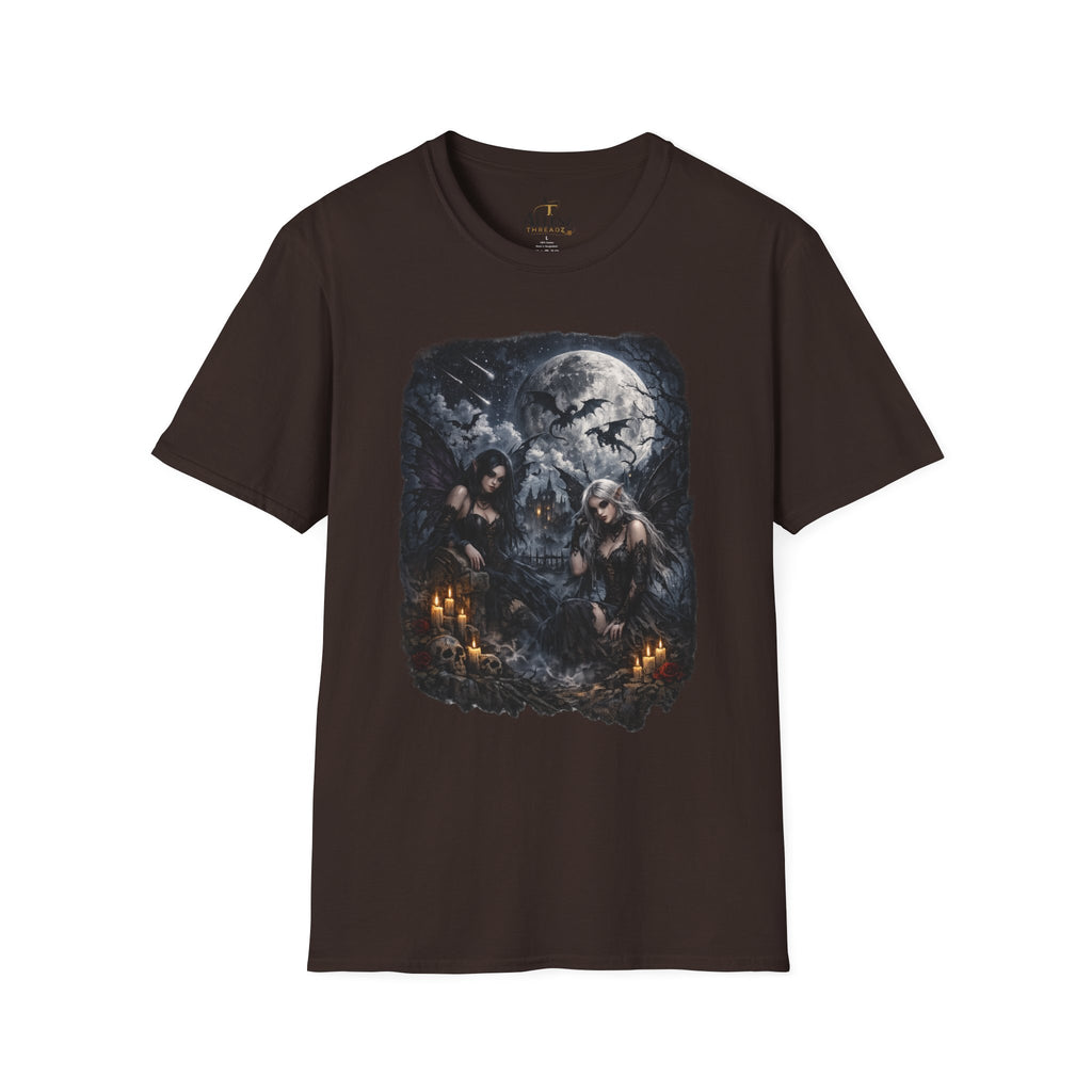 Fantasy Moonlit Wolves T-Shirt — Gothic Werewolf Night Scene