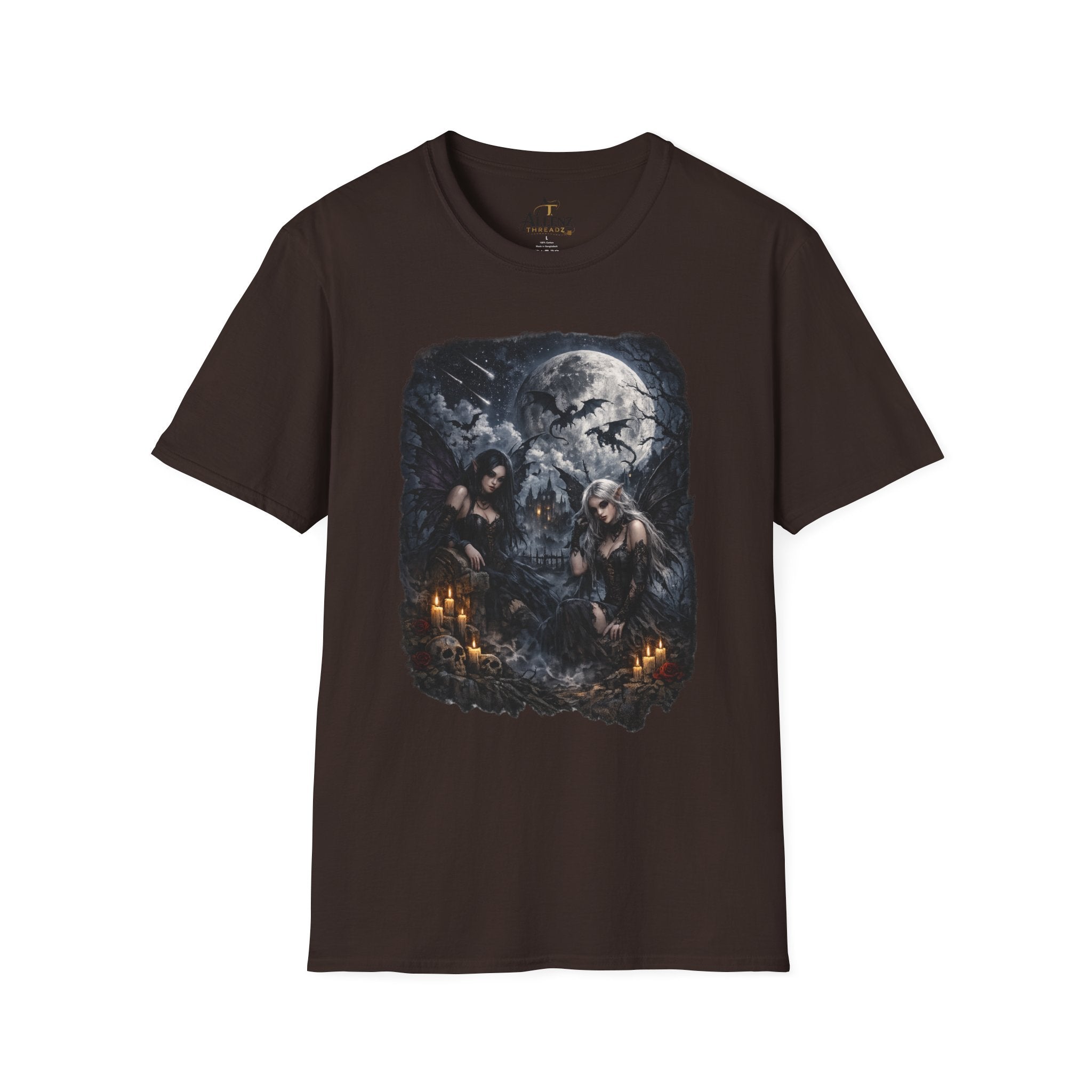 Fantasy Moonlit Wolves T-Shirt — Gothic Werewolf Night Scene