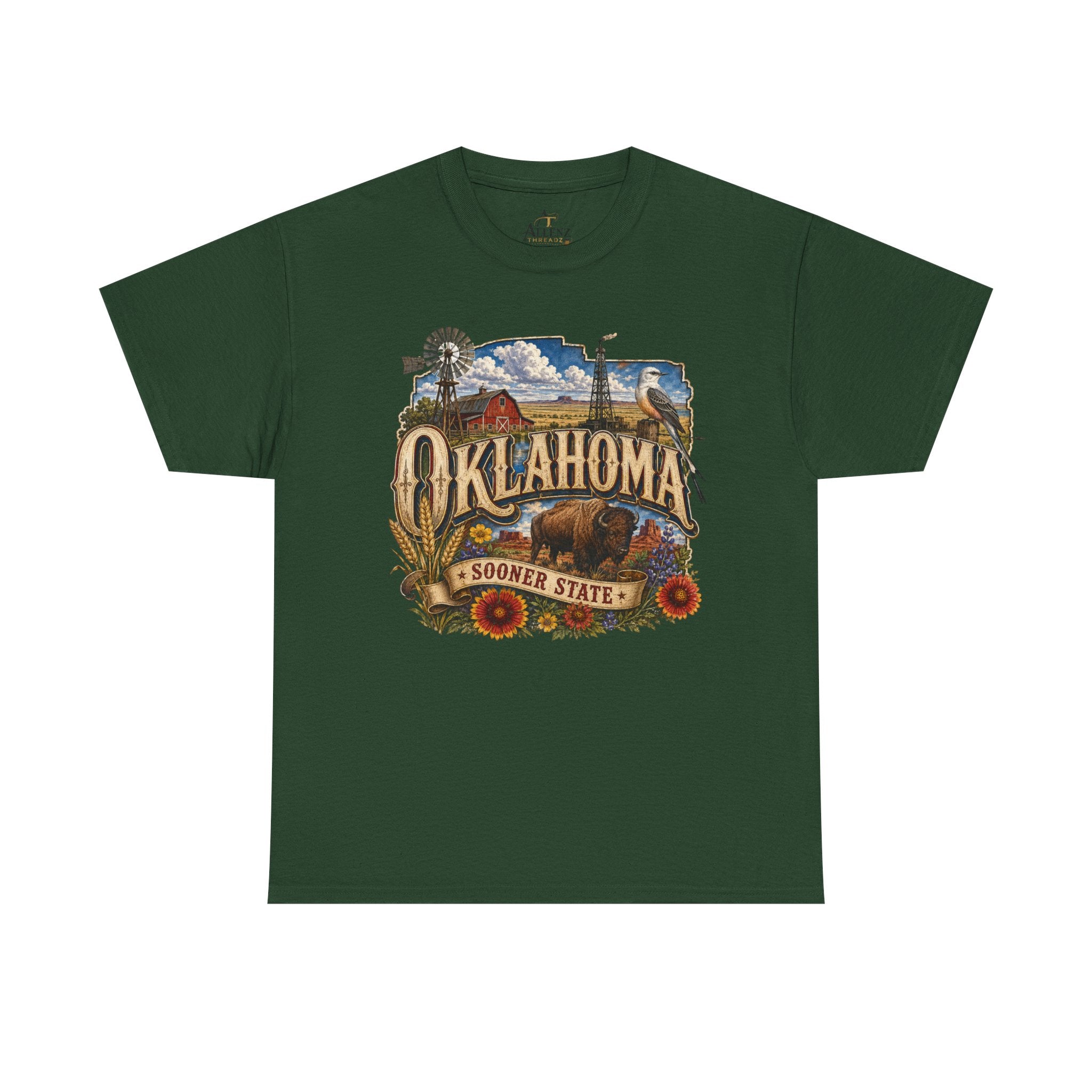 Unisex Heavy Cotton Tee🌾 Oklahoma – Proud Spirit of the Sooner State 🦬🌻