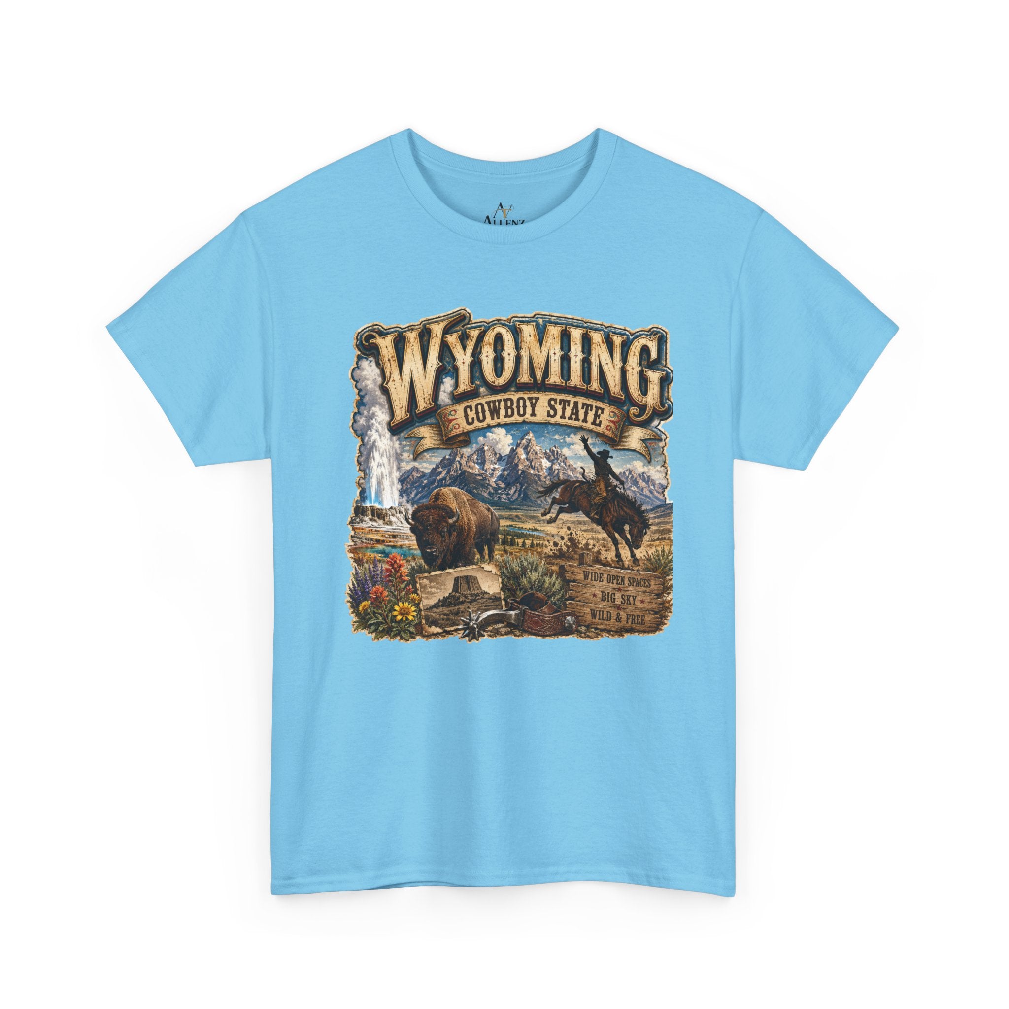 Unisex Heavy Cotton Tee🤠🏔️ Wyoming – The Cowboy State 🦬🌄