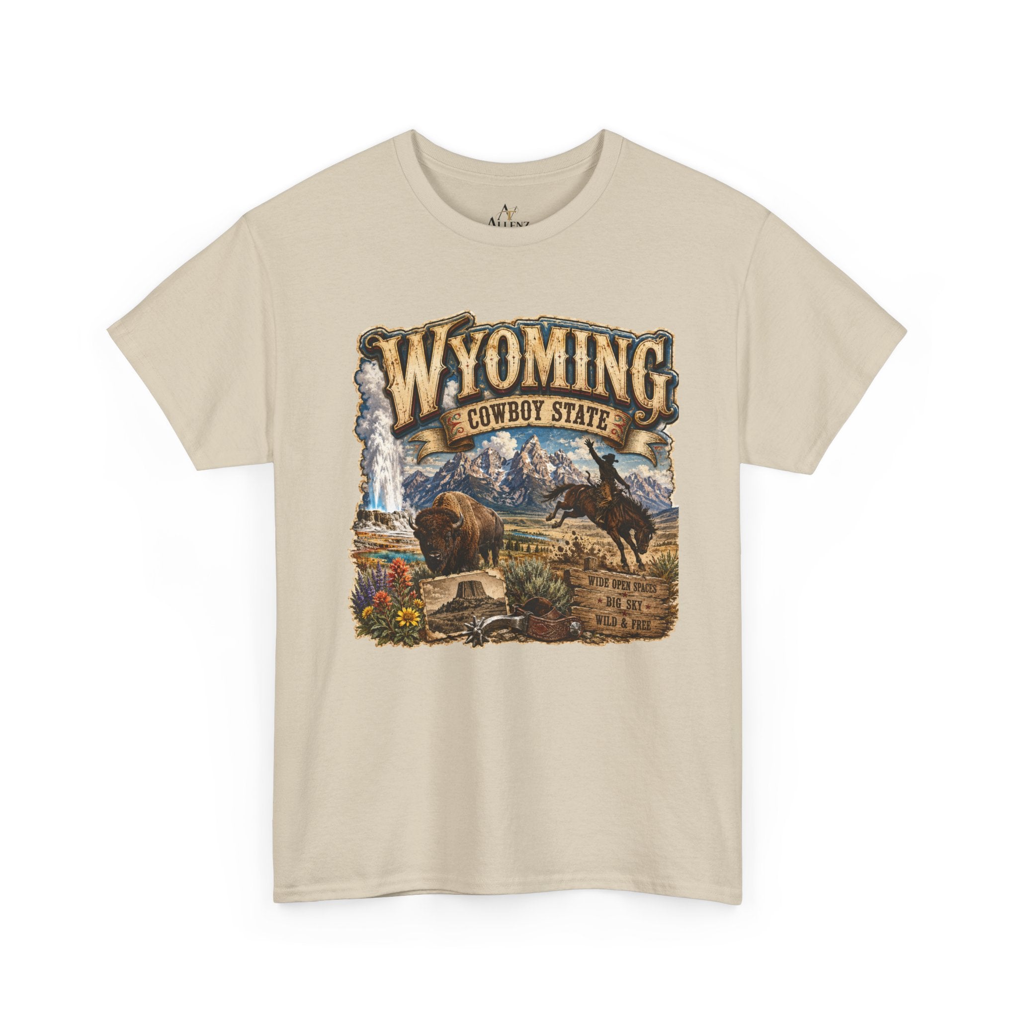 Unisex Heavy Cotton Tee🤠🏔️ Wyoming – The Cowboy State 🦬🌄