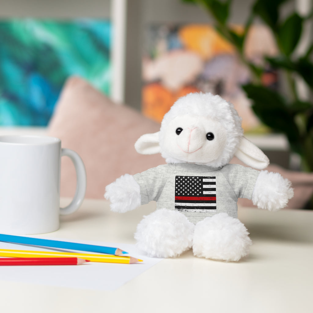 Kids Stuffed Animal with Thin Red line flag Tee