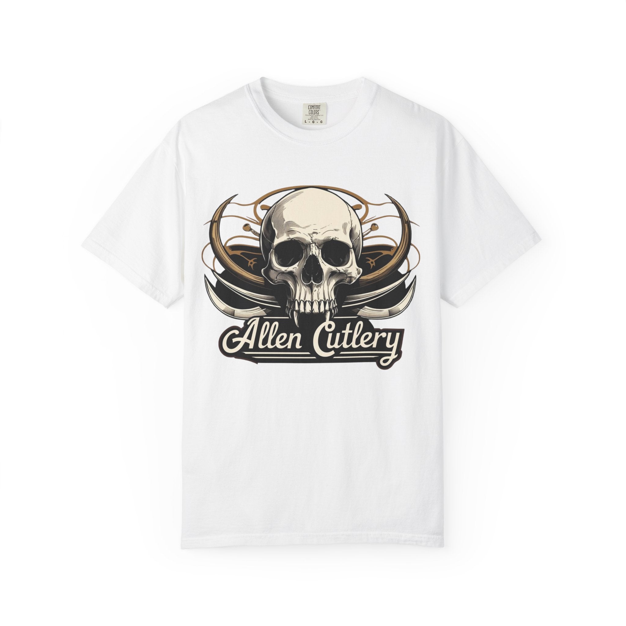 Skull Logo T-Shirt — "Allen Cutlery" Retro Gothic Tee