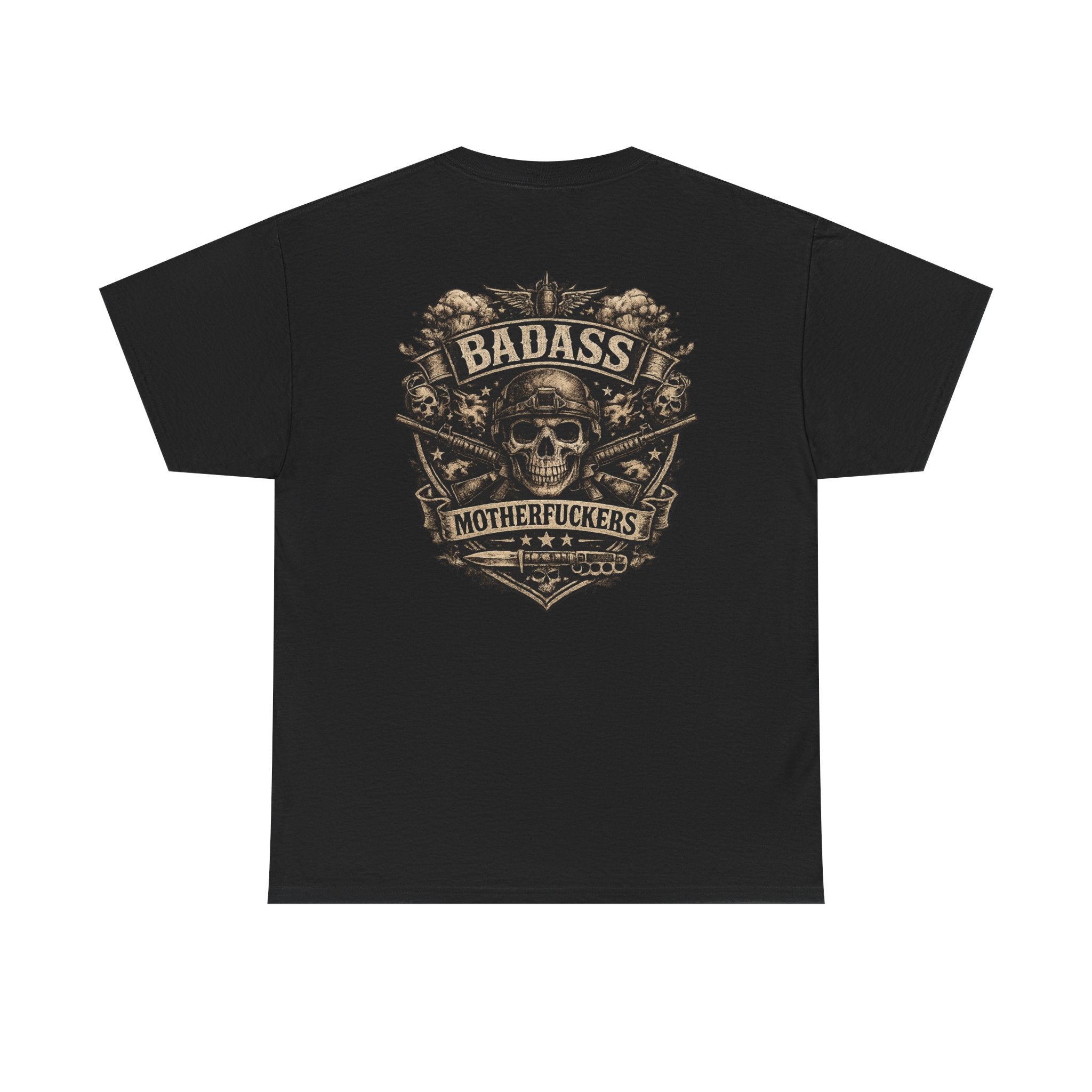 Badass Motherfu.... Skull and boom stick  Unisex Heavy Cotton Tee