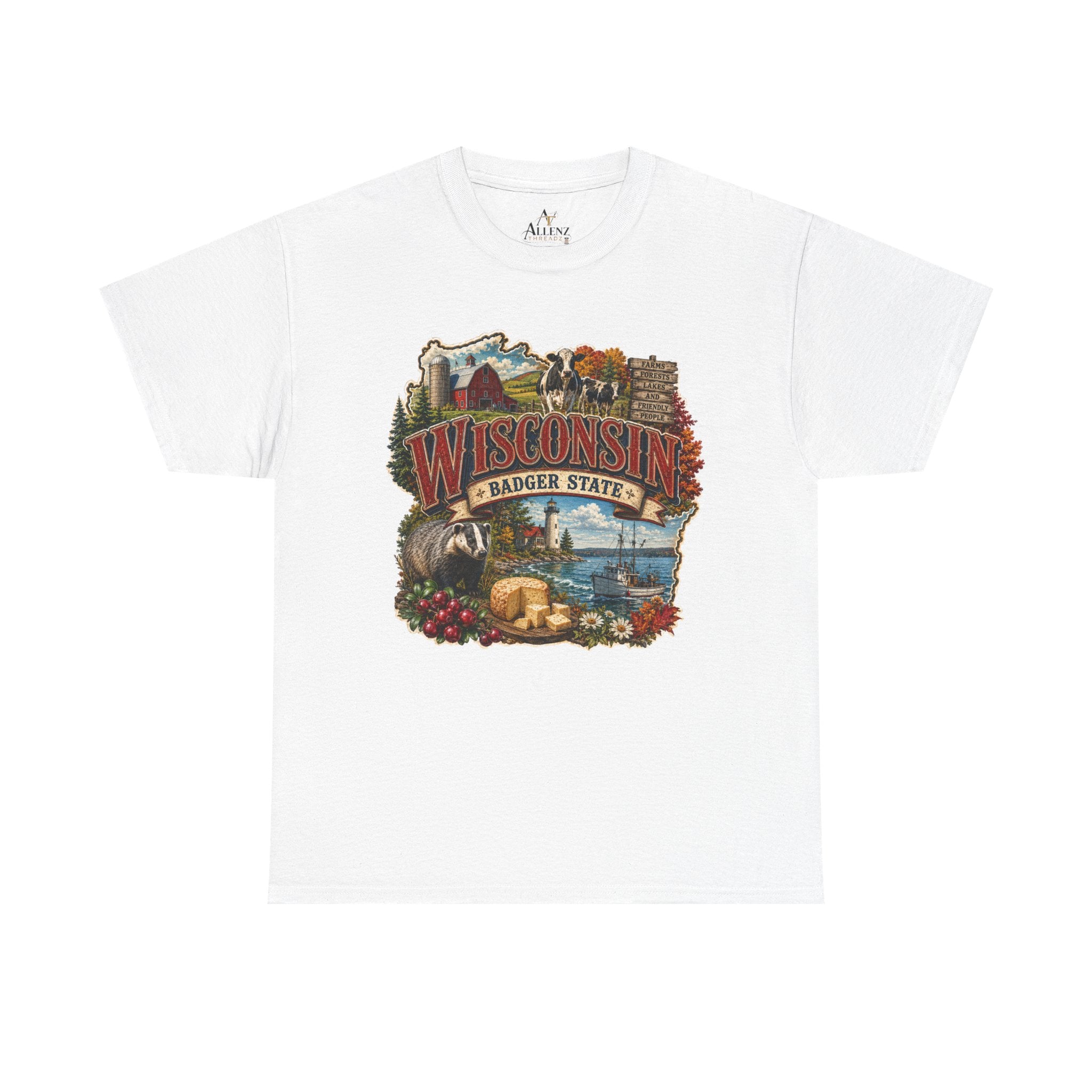 Unisex Heavy Cotton Tee🧀🌲 Wisconsin – Proudly the Badger State 🚤🐄