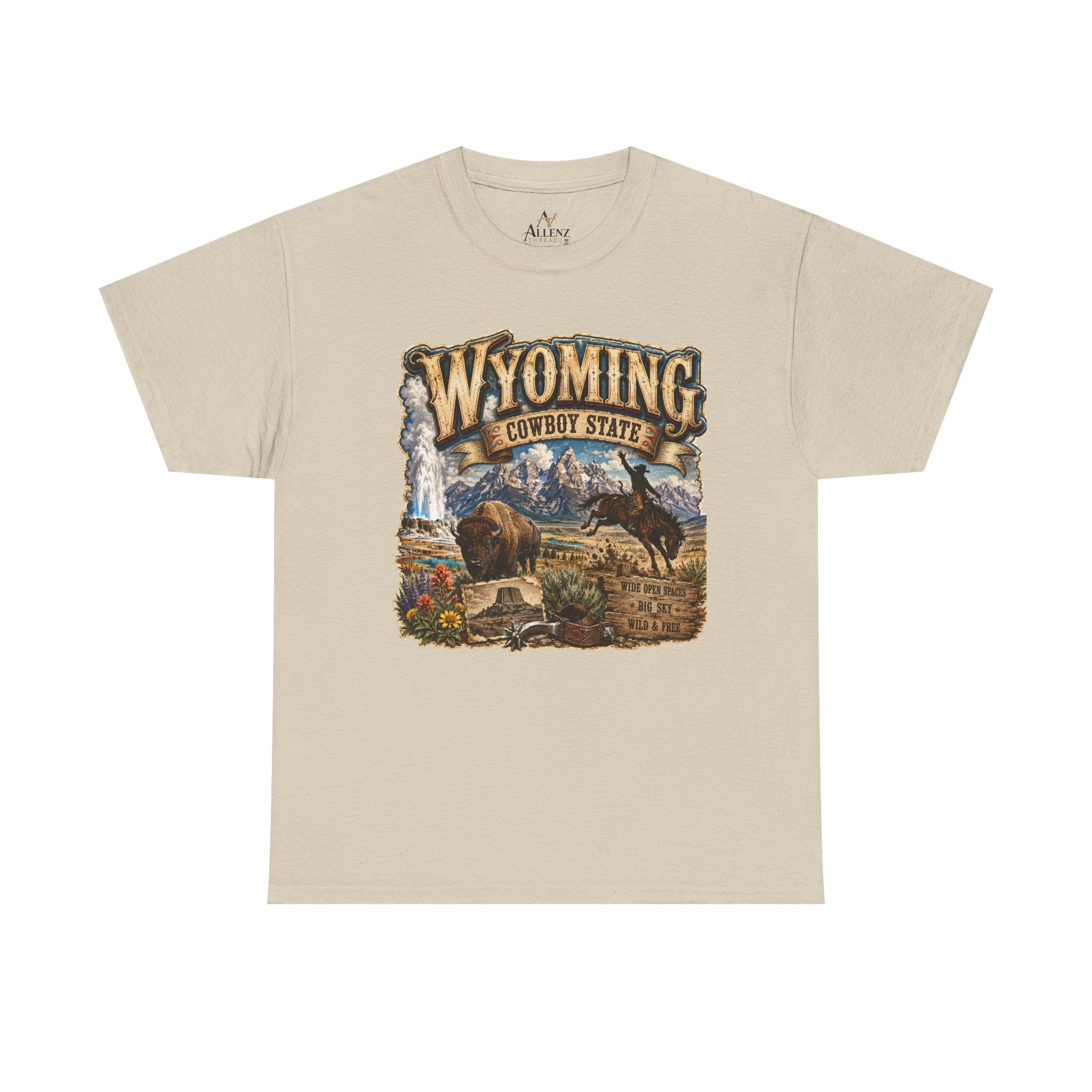 Unisex Heavy Cotton Tee🤠🏔️ Wyoming – The Cowboy State 🦬🌄
