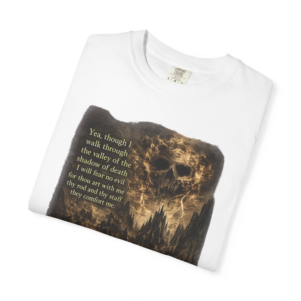 Skull Cavern Gothic T-Shirt — 'You…walk through the valley of the shadow of death' Graphic Tee