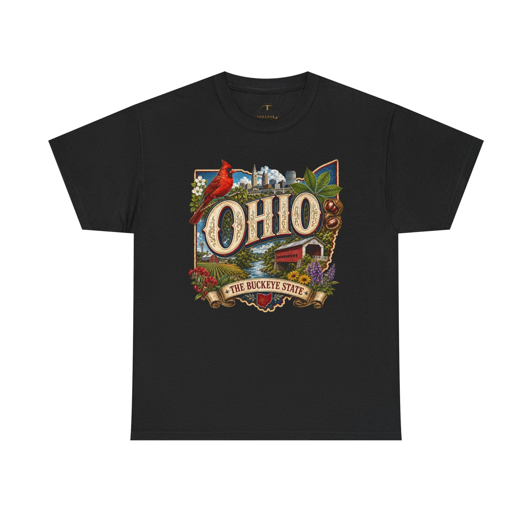 Unisex Heavy Cotton Tee🍂 Ohio – The Heart of the Buckeye State 🌰🌾