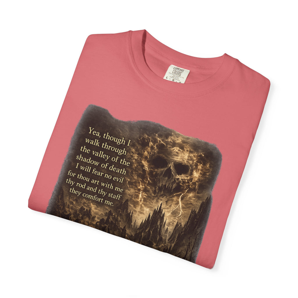 Skull Cavern Gothic T-Shirt — 'You…walk through the valley of the shadow of death' Graphic Tee