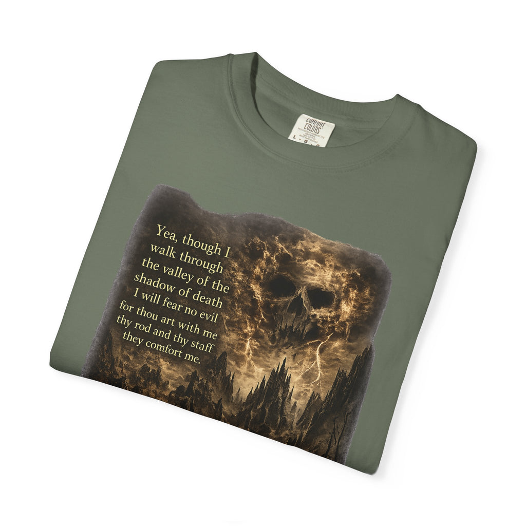 Skull Cavern Gothic T-Shirt — 'You…walk through the valley of the shadow of death' Graphic Tee