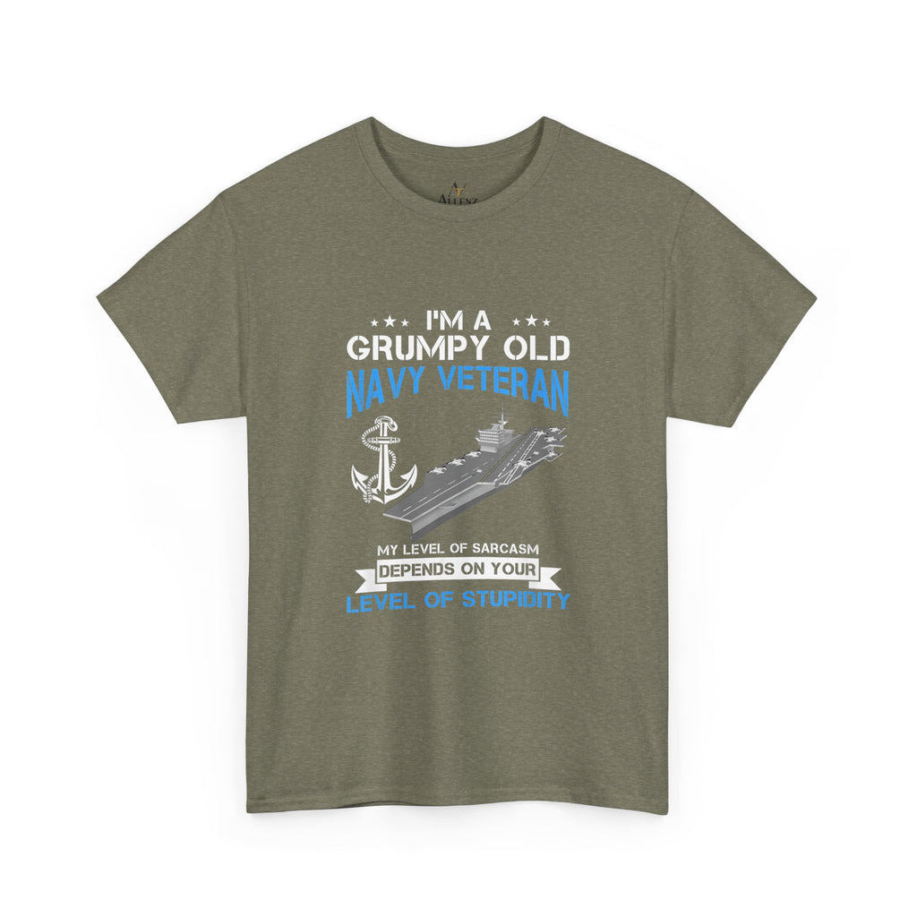 Unisex Heavy Cotton Tee⚓ “I’m A Grumpy Old Navy Veteran” Funny Veteran T-Shirt ⚓