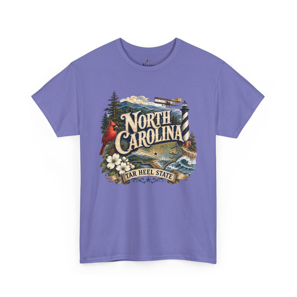 Unisex Heavy Cotton Tee🌲 North Carolina – Coastal Beauty and Mountain Adventure 🌊✈️