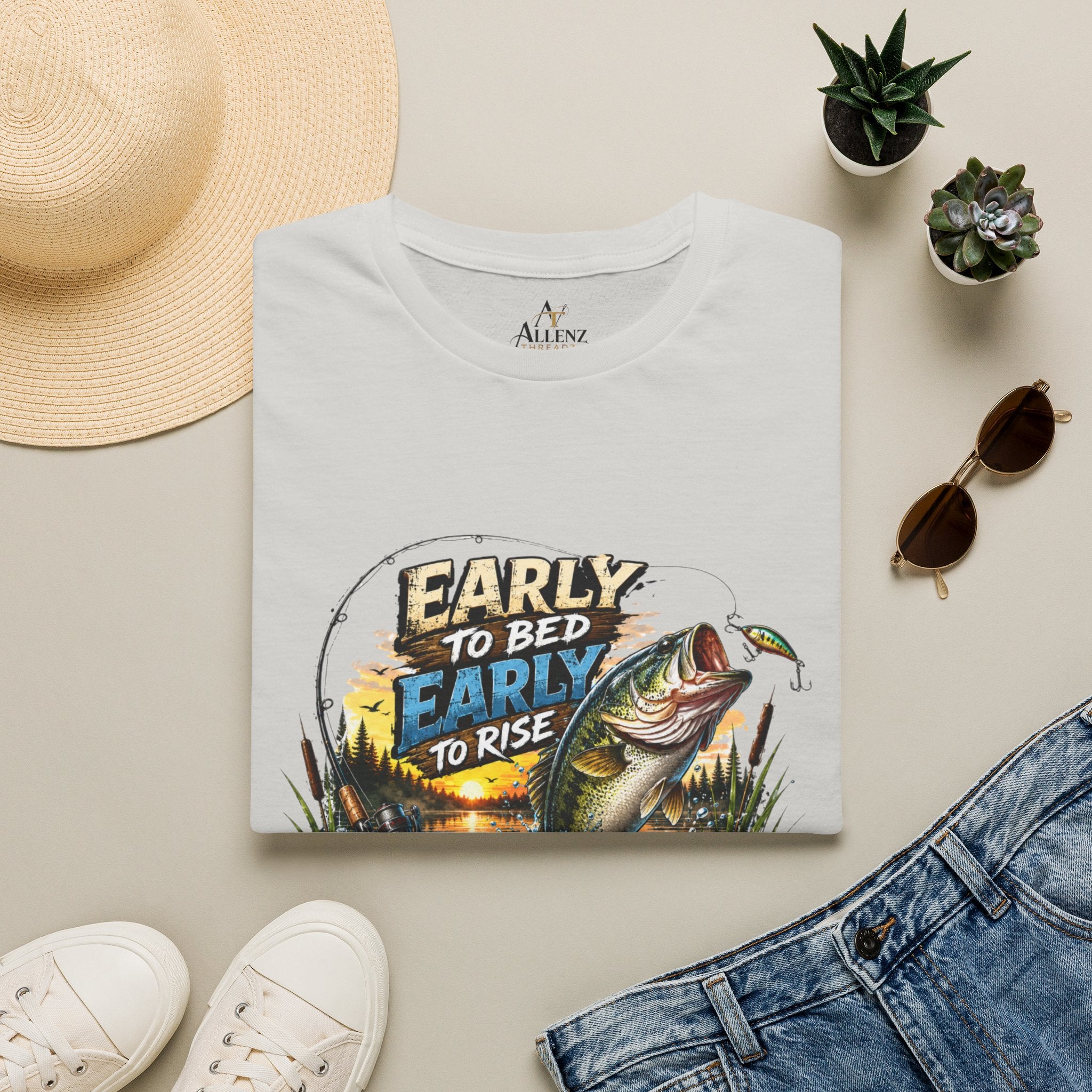 Early To Bed Fishing Unisex Softstyle T-Shirt