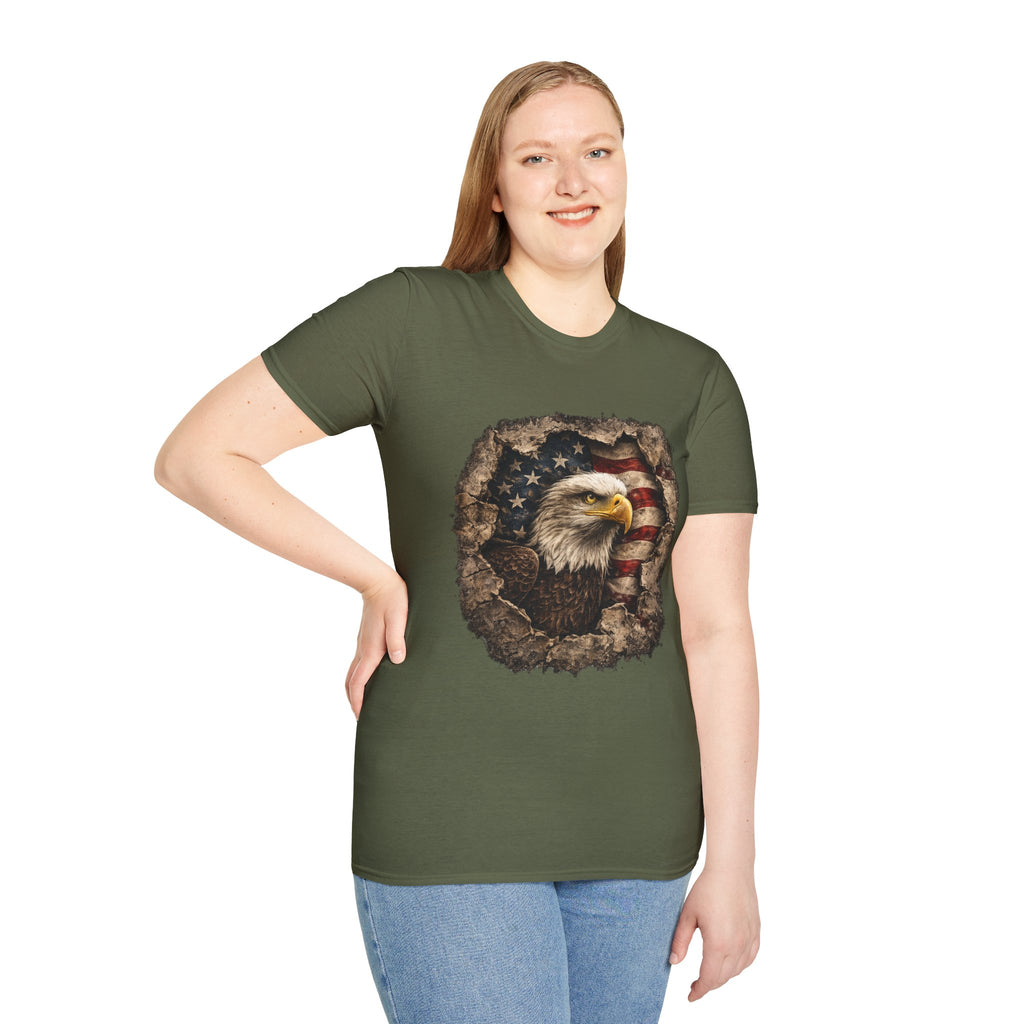 Patriotic Eagle T-Shirt — American Flag Bald Eagle Graphic