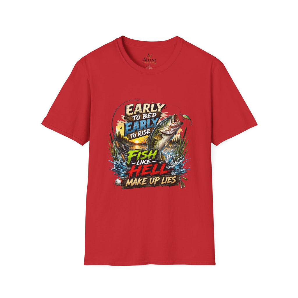 Early To Bed Fishing Unisex Softstyle T-Shirt