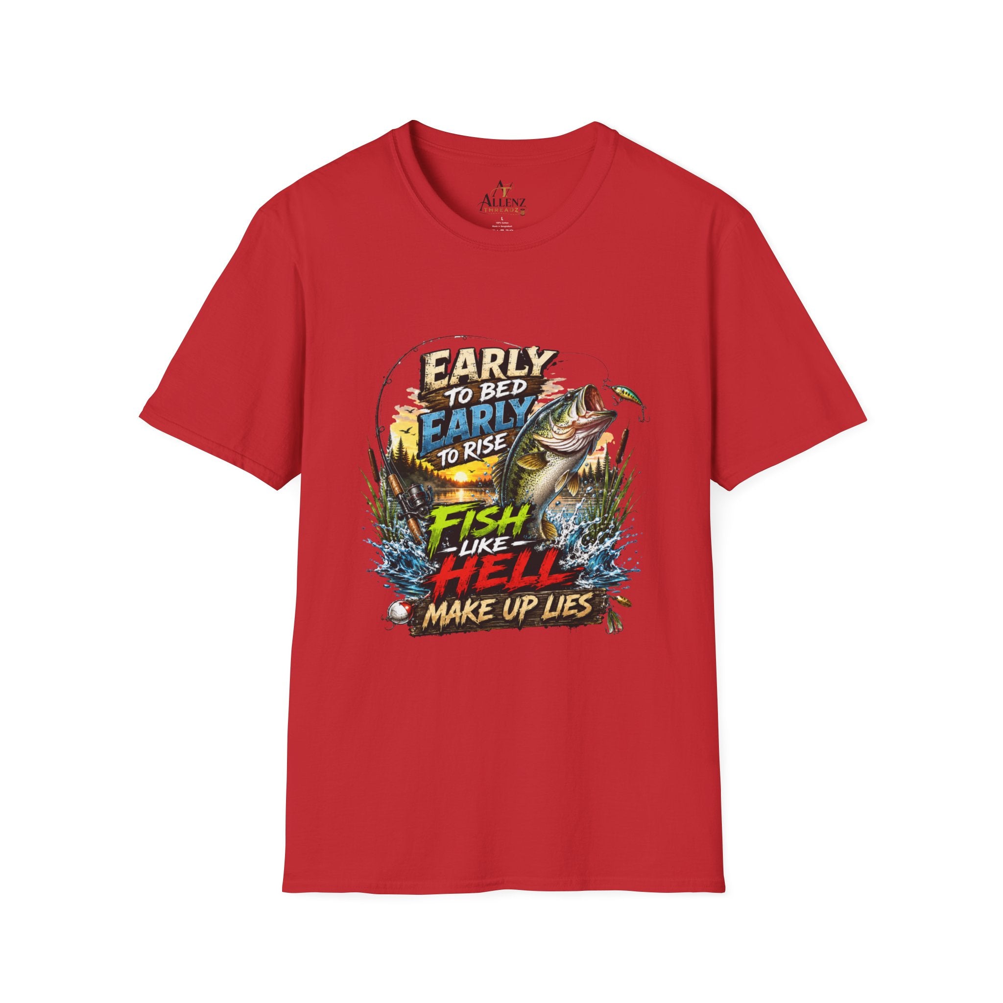 Early To Bed Fishing Unisex Softstyle T-Shirt