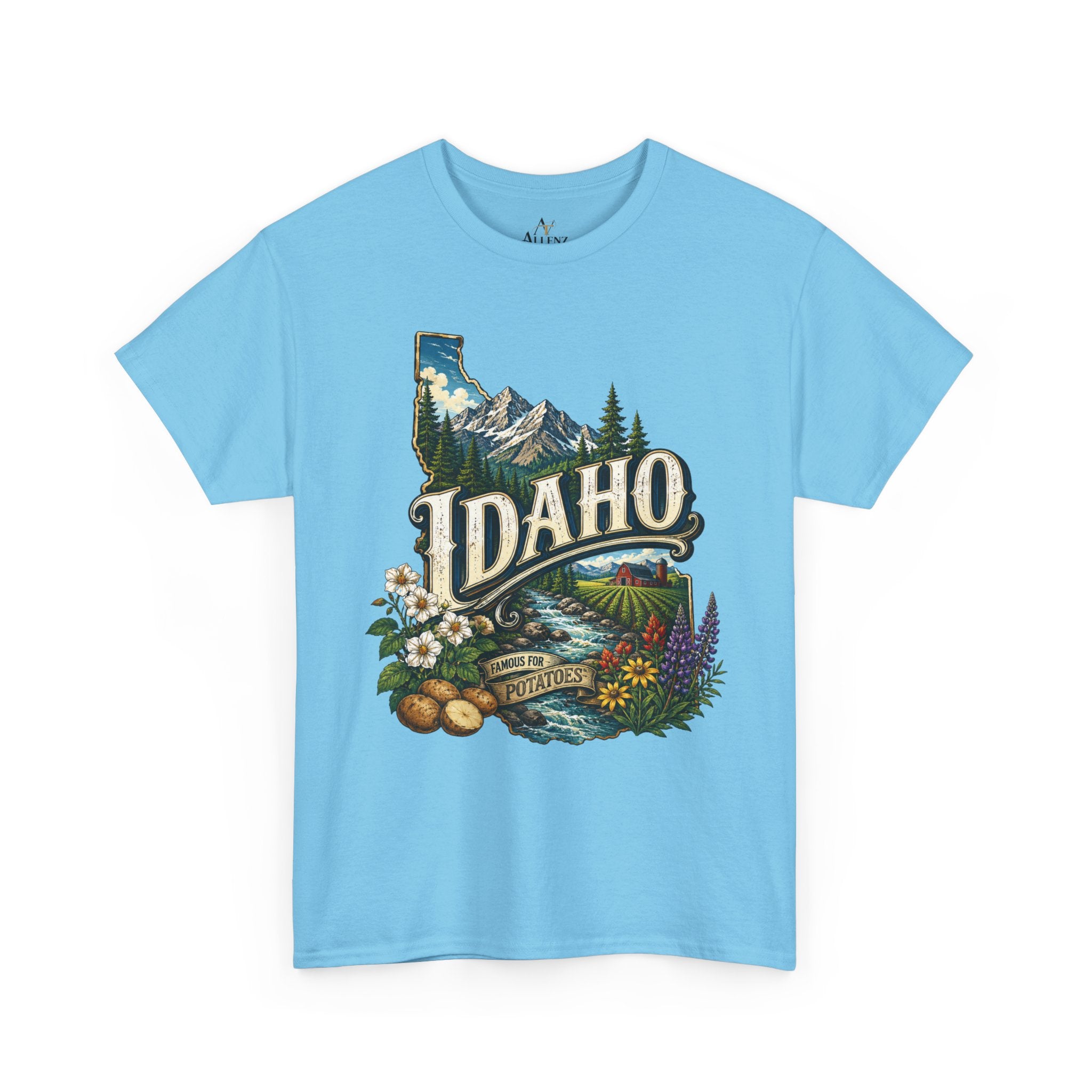 Unisex Heavy Cotton Tee 🥔 Idaho – Mountain Beauty and Rustic Country Charm 🥔