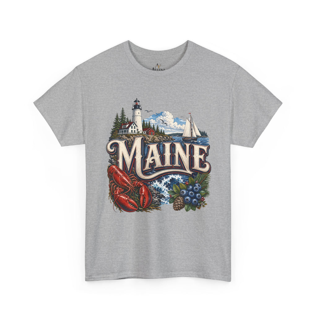Unisex Heavy Cotton Tee 🦞 Maine – Coastal Beauty and New England Charm 🦞