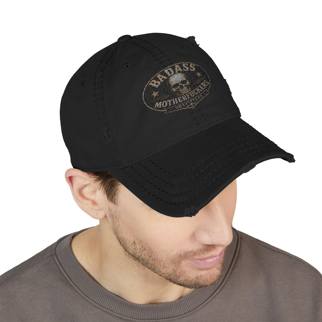 Badass Motherfu.........  Distressed Dad Hat (Embroidery)