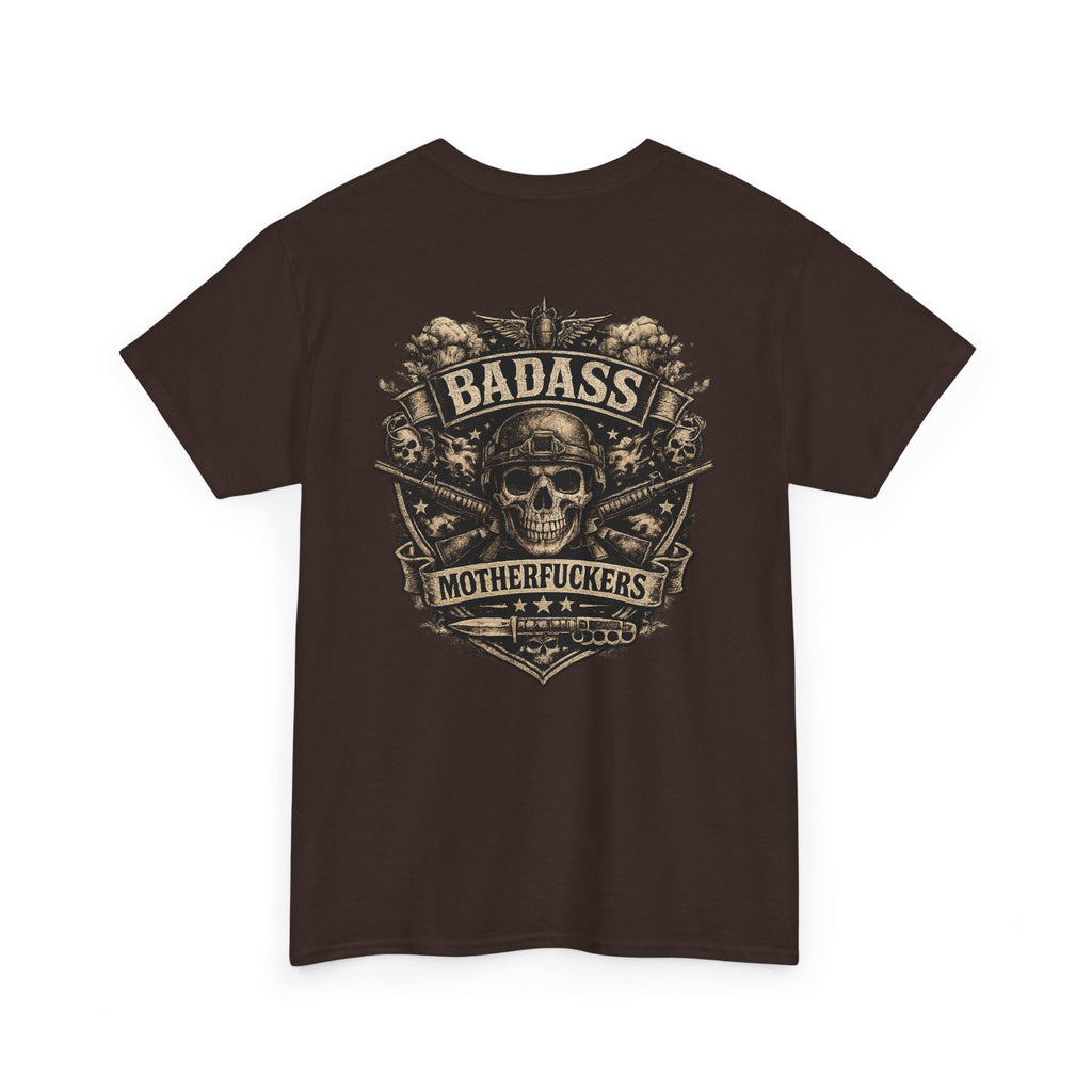 Badass Motherfu.... Skull and boom stick  Unisex Heavy Cotton Tee