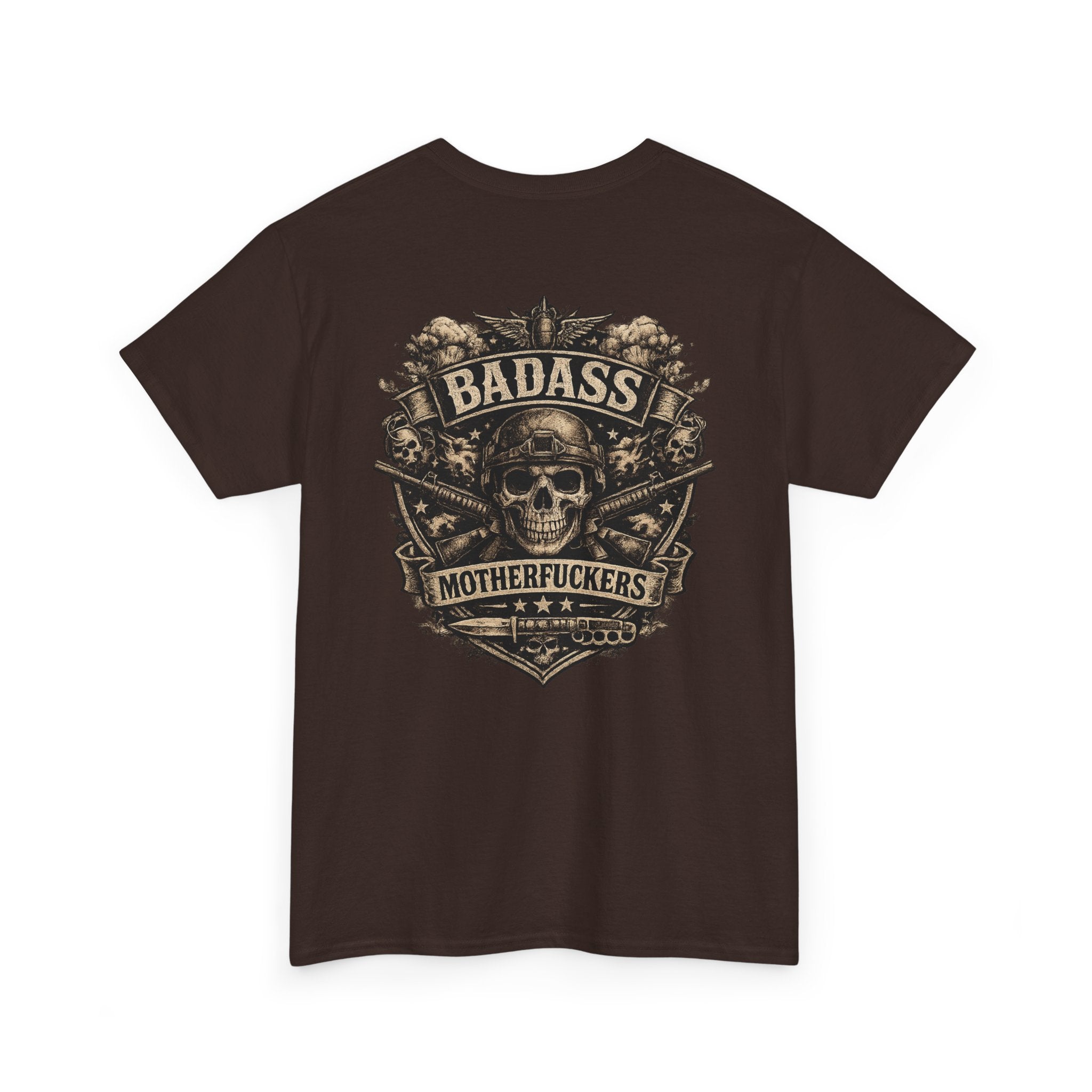 Badass Motherfu.... Skull and boom stick  Unisex Heavy Cotton Tee