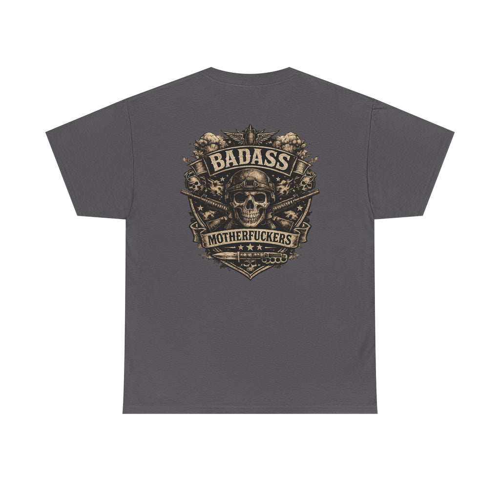 Badass Motherfu.... Skull and boom stick  Unisex Heavy Cotton Tee