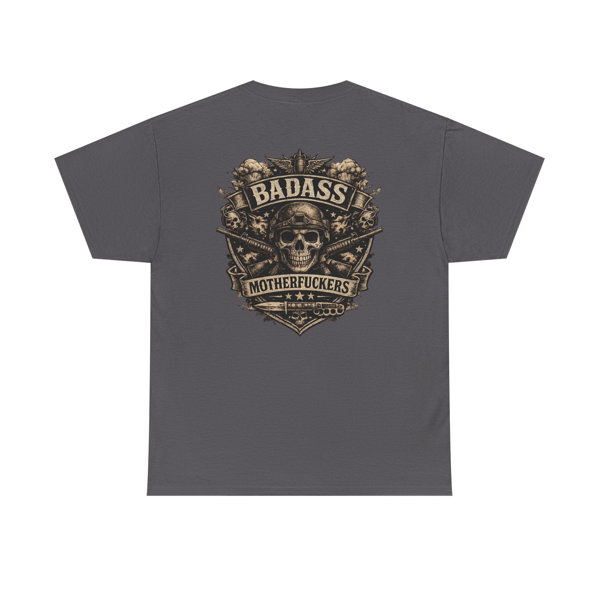 Badass Motherfu.... Skull and boom stick  Unisex Heavy Cotton Tee