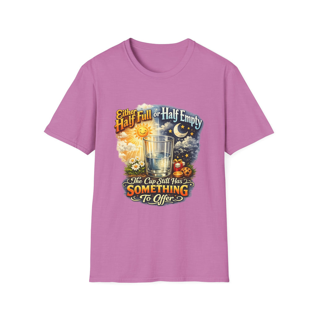 Glass Half Full or Half Empty T-Shirt — Inspirational Day & Night Positive Quote Tee