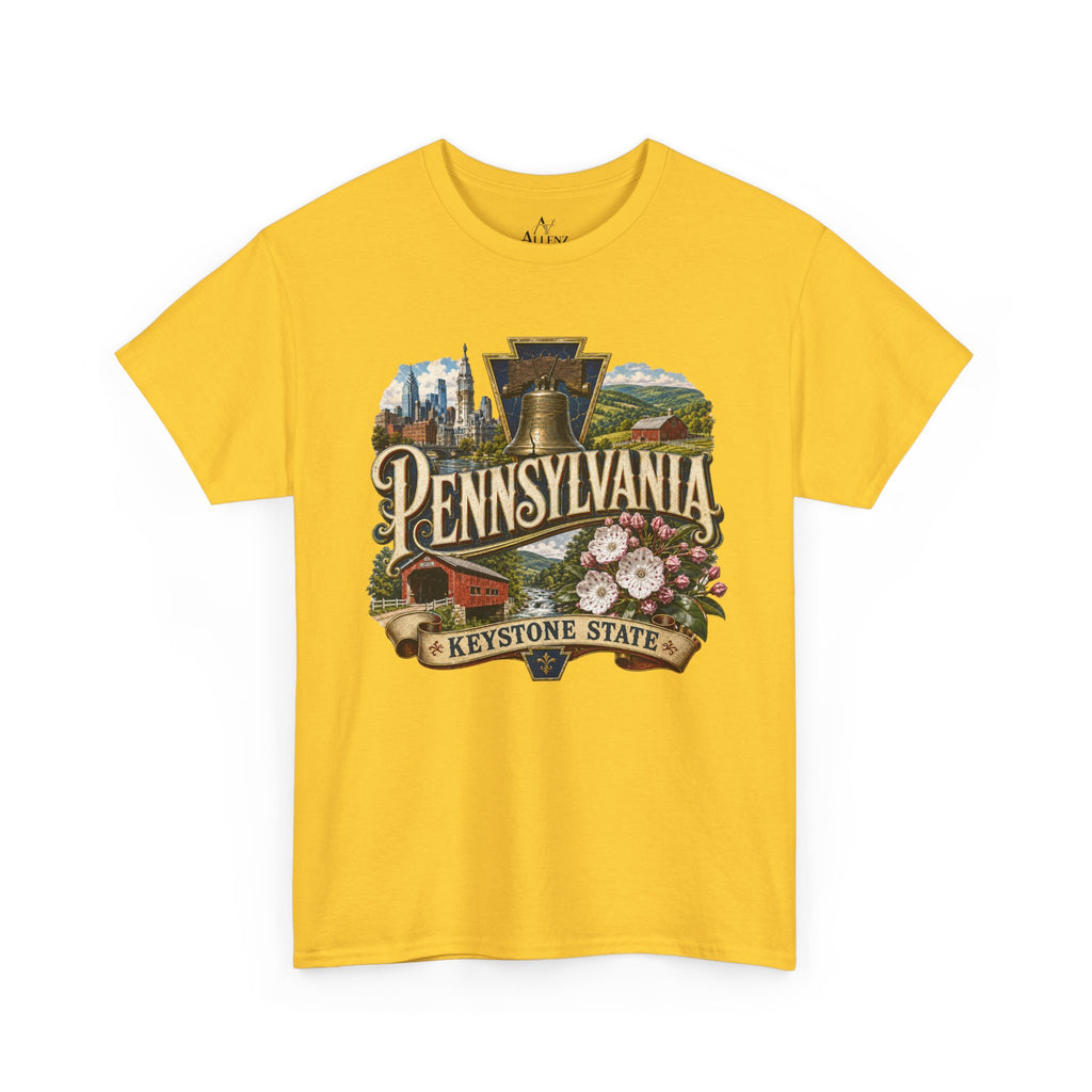 Unisex Heavy Cotton Tee🛎️ Pennsylvania – Pride of the Keystone State 🌄