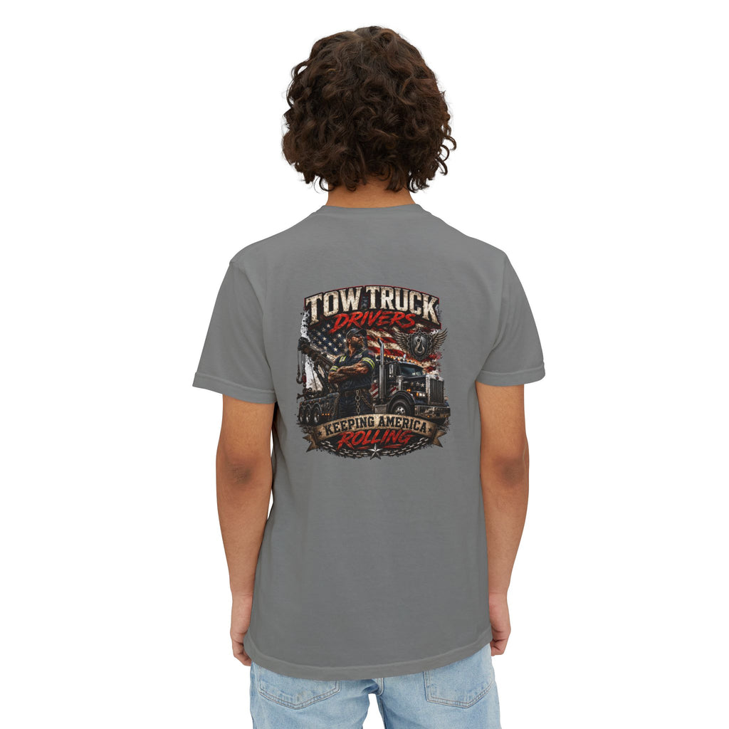 Tow Truck Driver Unisex Garment-Dyed Pocket T-Shirt