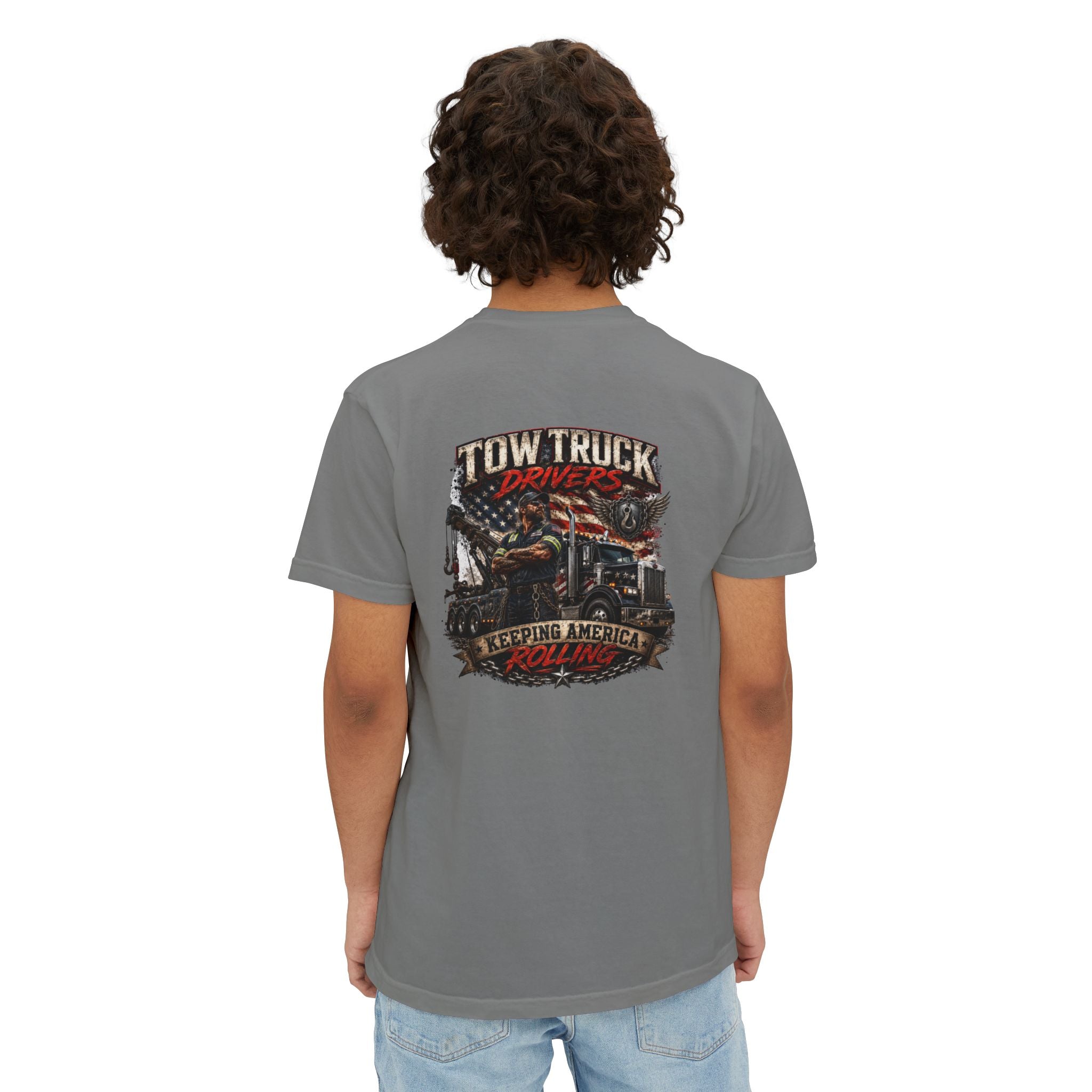 Tow Truck Driver Unisex Garment-Dyed Pocket T-Shirt