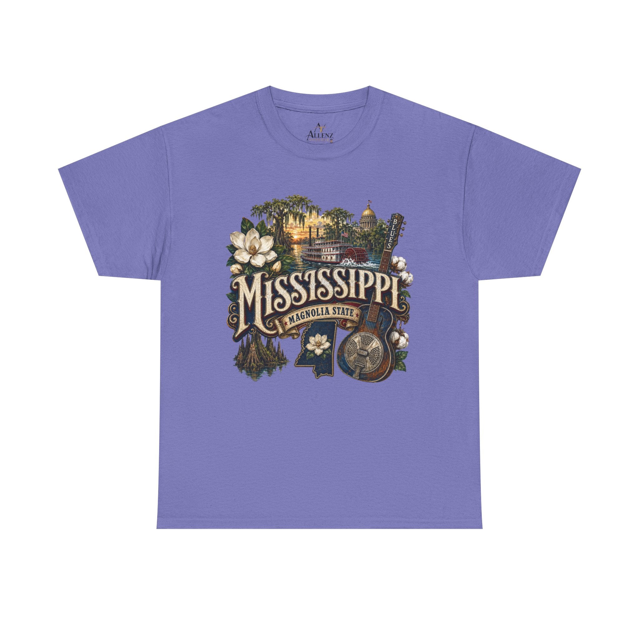 Unisex Heavy Cotton Tee🎸 Mississippi – Southern Soul and Magnolia State Pride 🎸