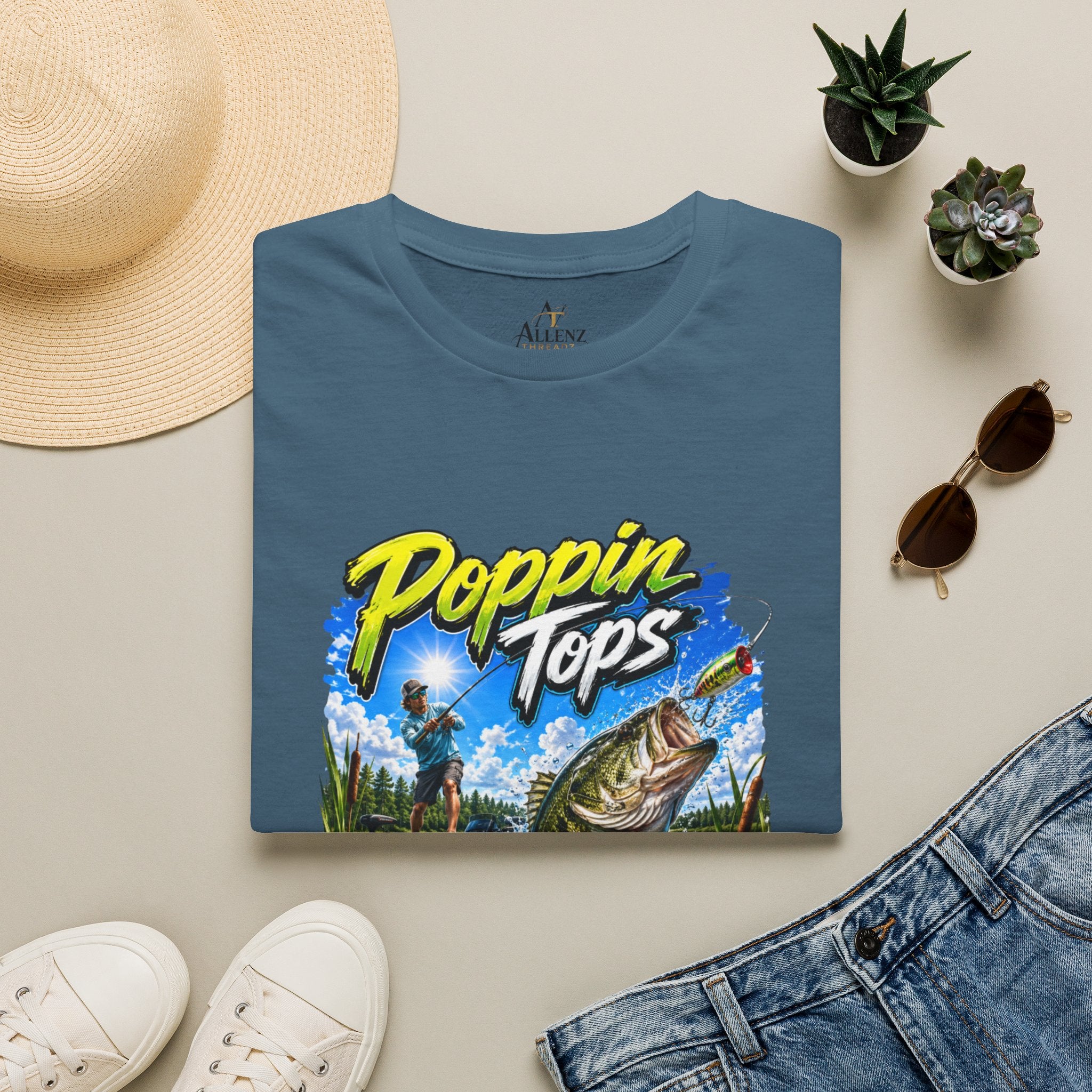 Poppin Tops Rippin Lips Fishing Shirt Unisex Softstyle T-Shirt