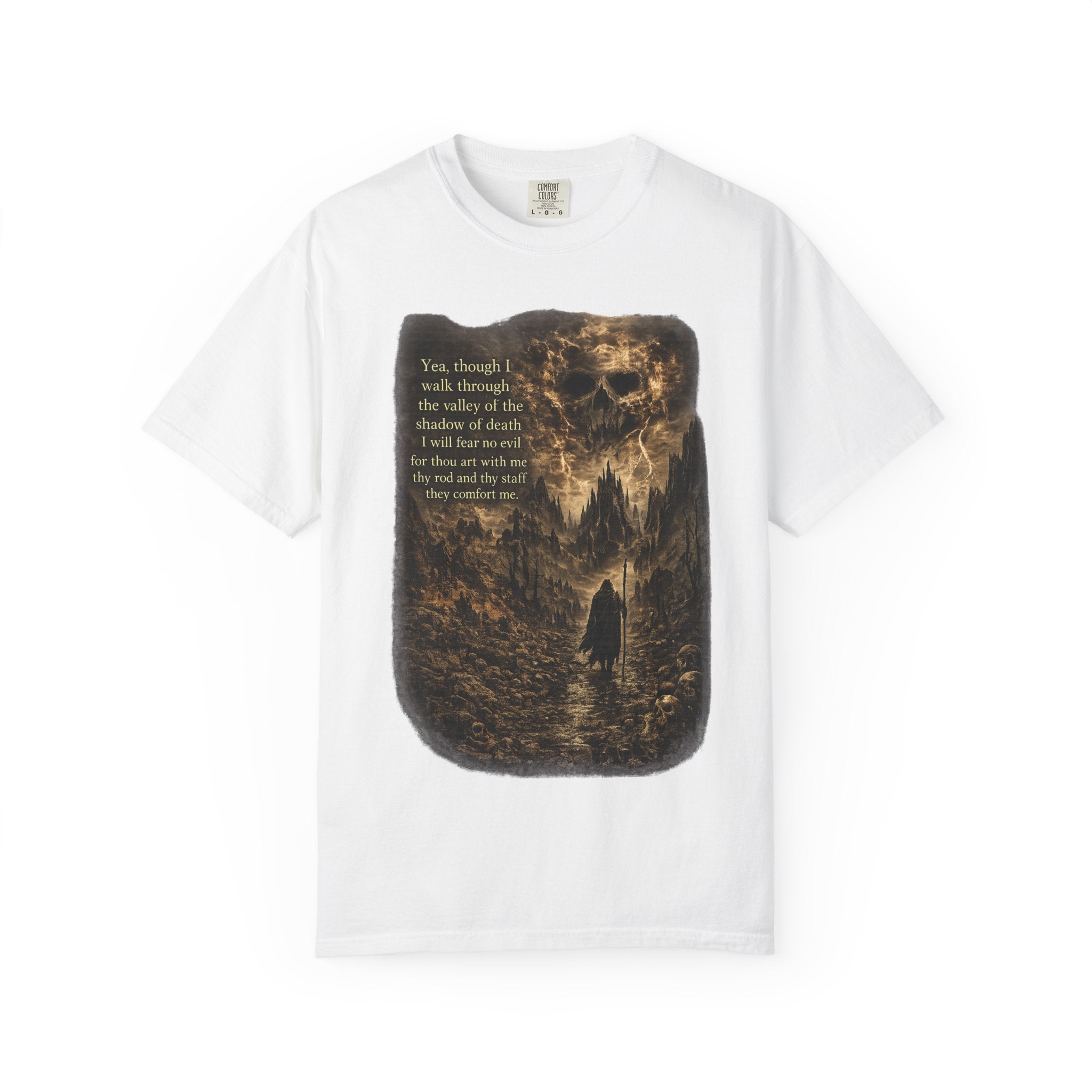 Skull Cavern Gothic T-Shirt — 'You…walk through the valley of the shadow of death' Graphic Tee