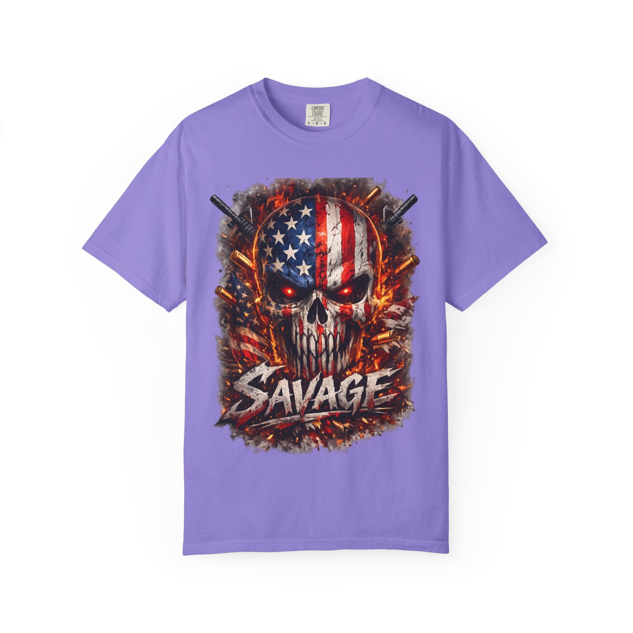 American Flag Skull 'Savage' Graphic T-Shirt