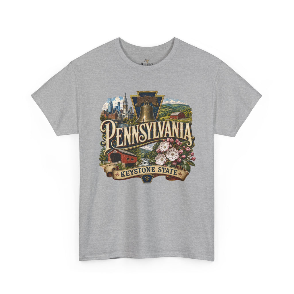 Unisex Heavy Cotton Tee🛎️ Pennsylvania – Pride of the Keystone State 🌄