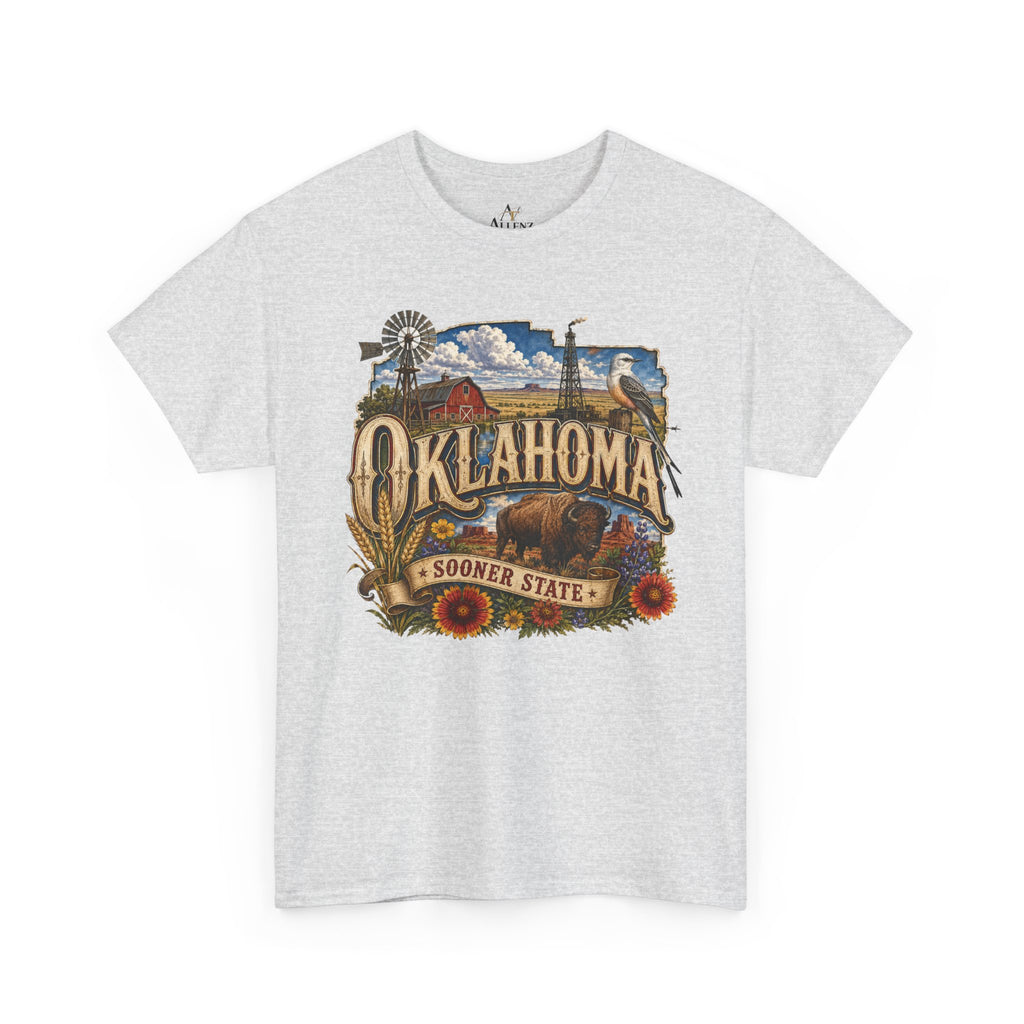 Unisex Heavy Cotton Tee🌾 Oklahoma – Proud Spirit of the Sooner State 🦬🌻