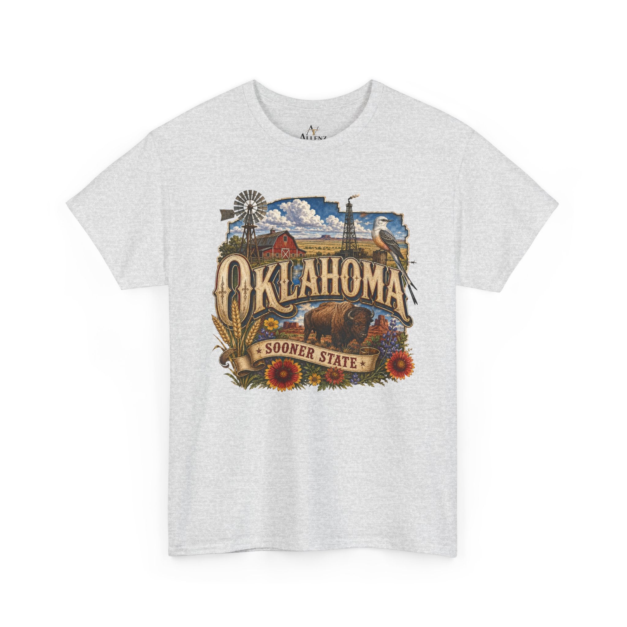Unisex Heavy Cotton Tee🌾 Oklahoma – Proud Spirit of the Sooner State 🦬🌻
