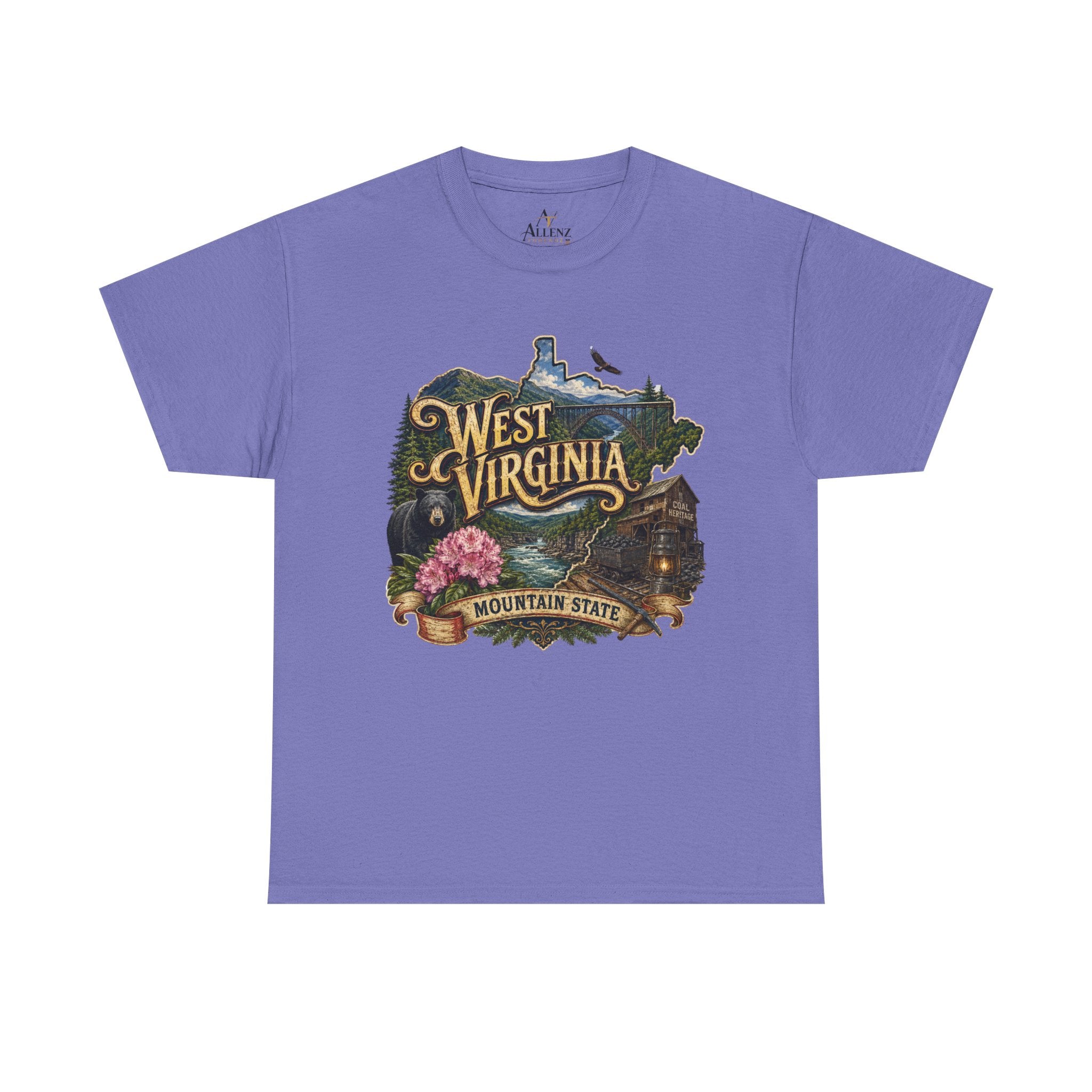 Unisex Heavy Cotton Tee🏔️🖤 West Virginia – Wild and Wonderful Mountain State ⛏️🐻