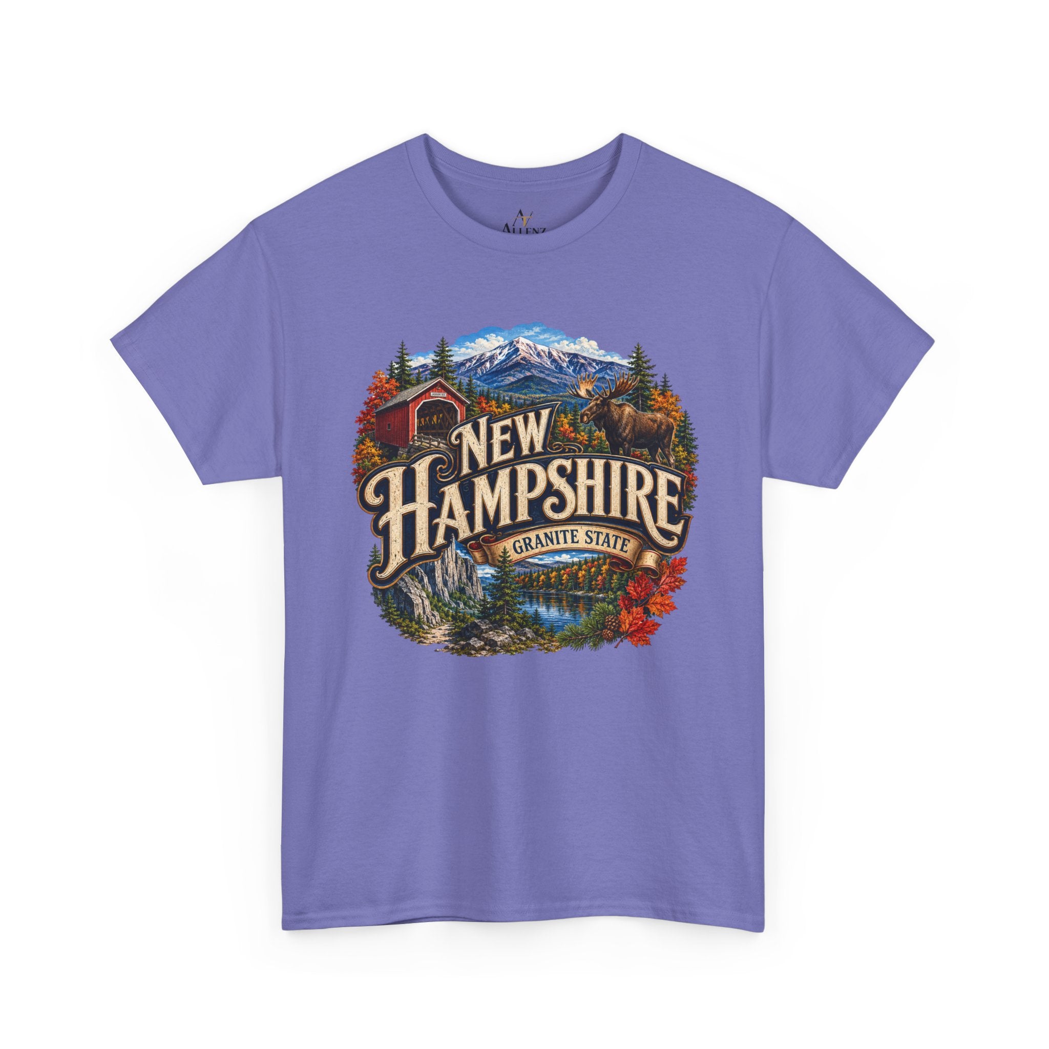 Unisex Heavy Cotton Tee🏔️ New Hampshire – Granite State Adventure and Autumn Beauty 🍁🫎