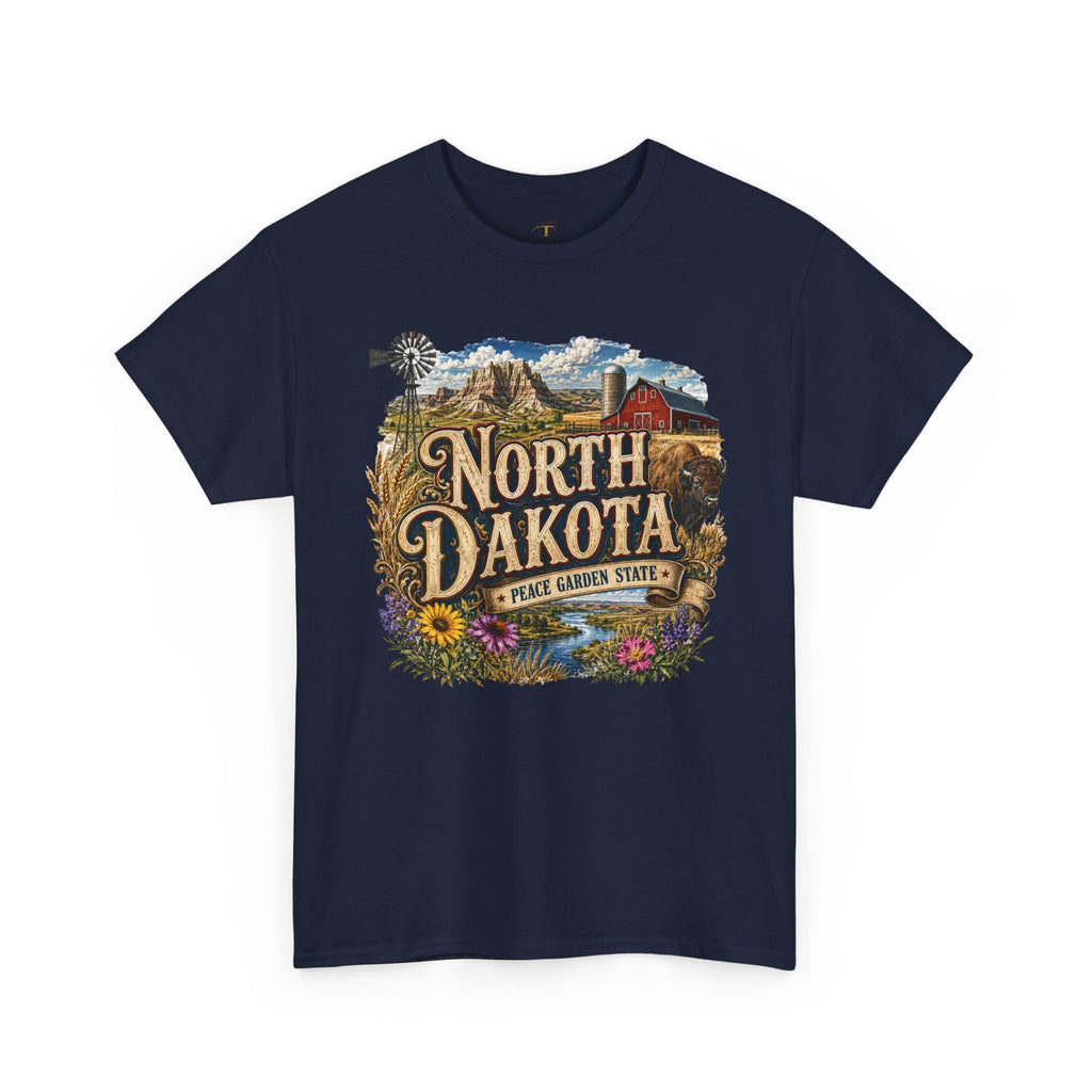 Unisex Heavy Cotton Tee🌾 North Dakota – Wide Open Beauty and Prairie Pride 🦬🌻